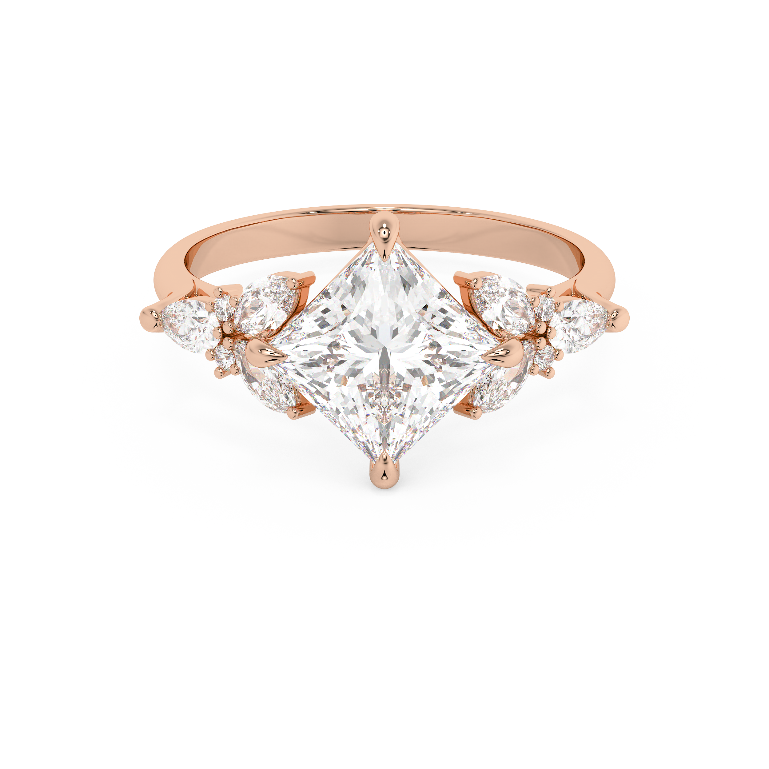 Princess Cluster Lab Grown Diamond Engagement Ring