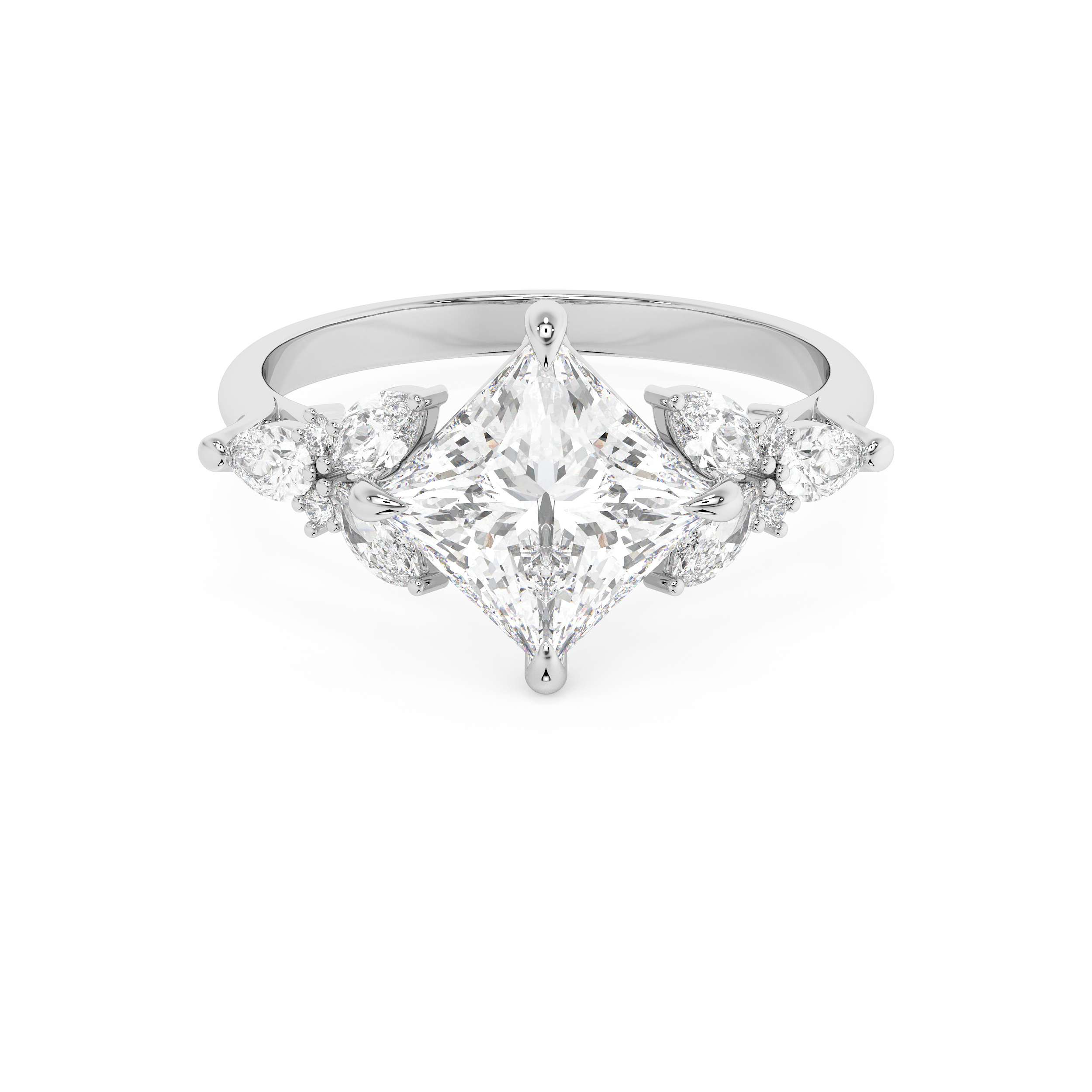 Princess Cluster Lab Grown Diamond Engagement Ring