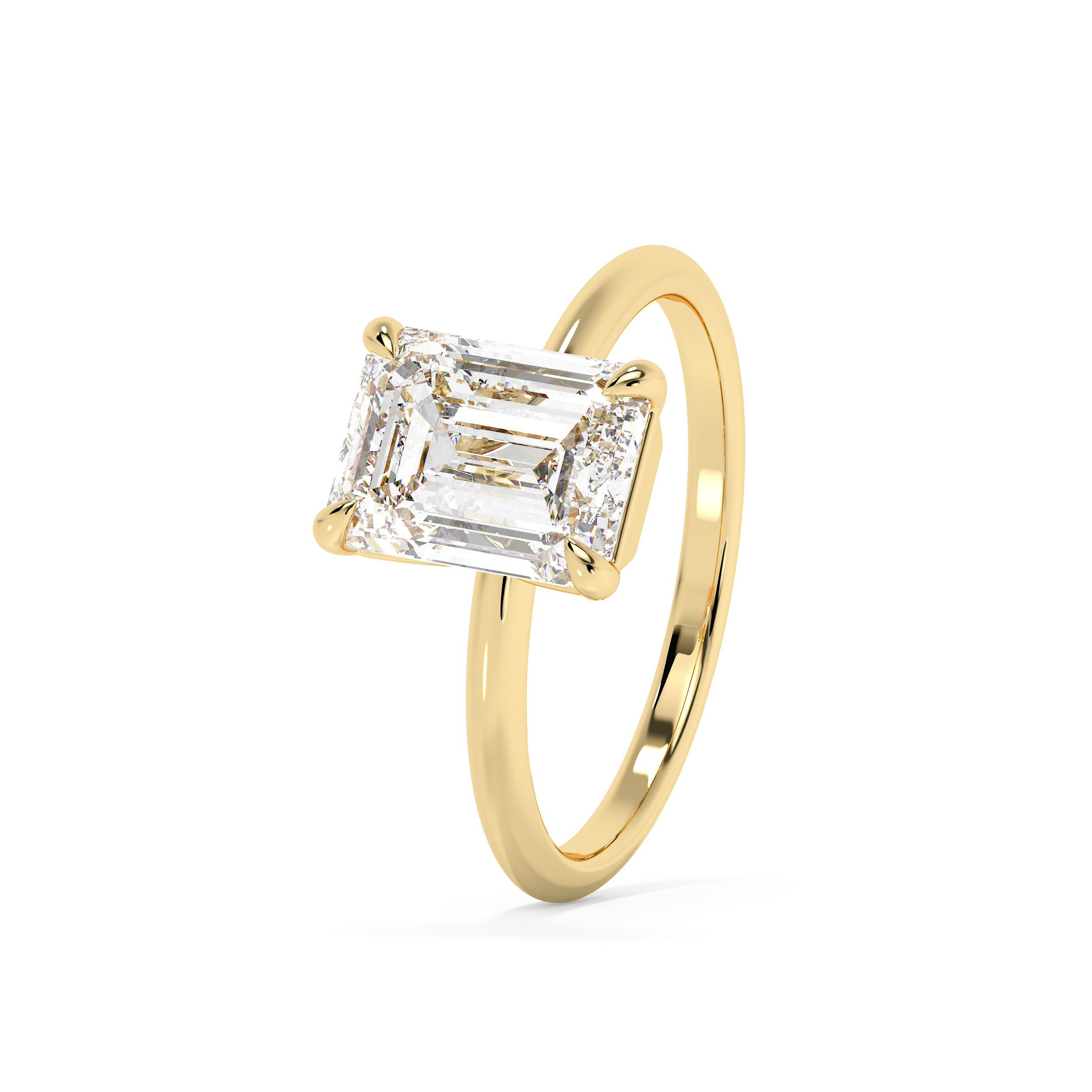 Emerald Solitaire Lab Grown Diamond Engagement Ring