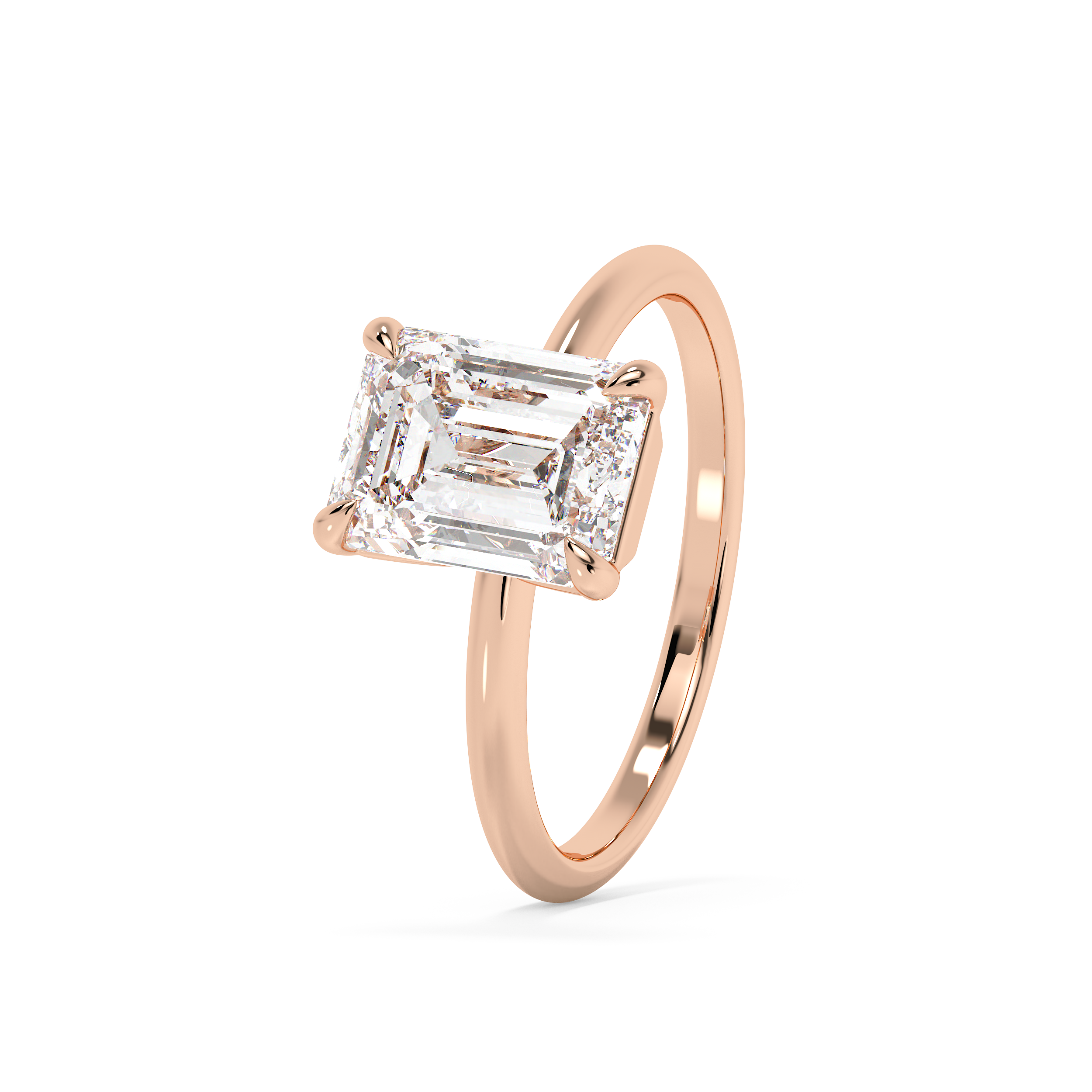 Emerald Solitaire Lab Grown Diamond Engagement Ring