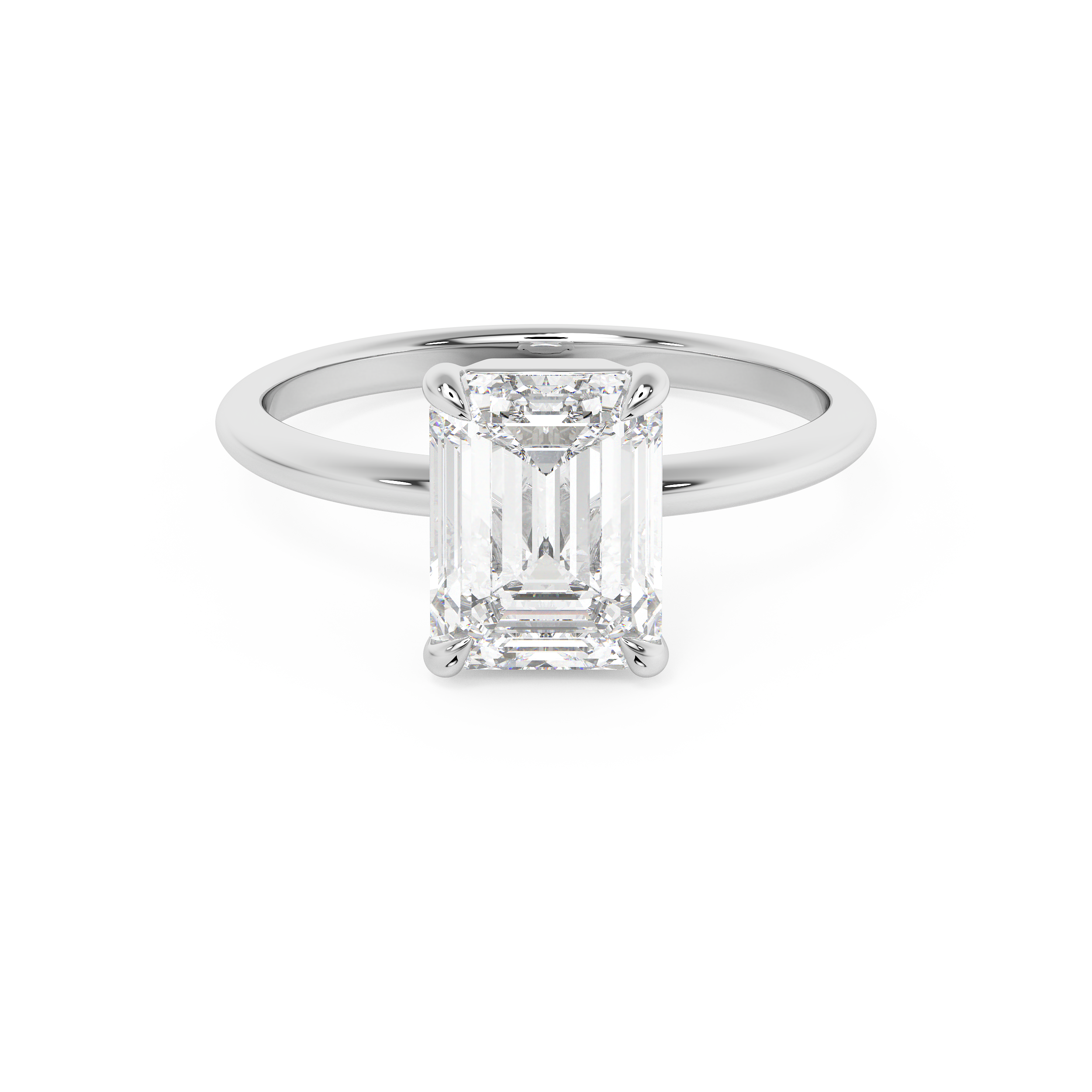 Emerald Solitaire Lab Grown Diamond Engagement Ring