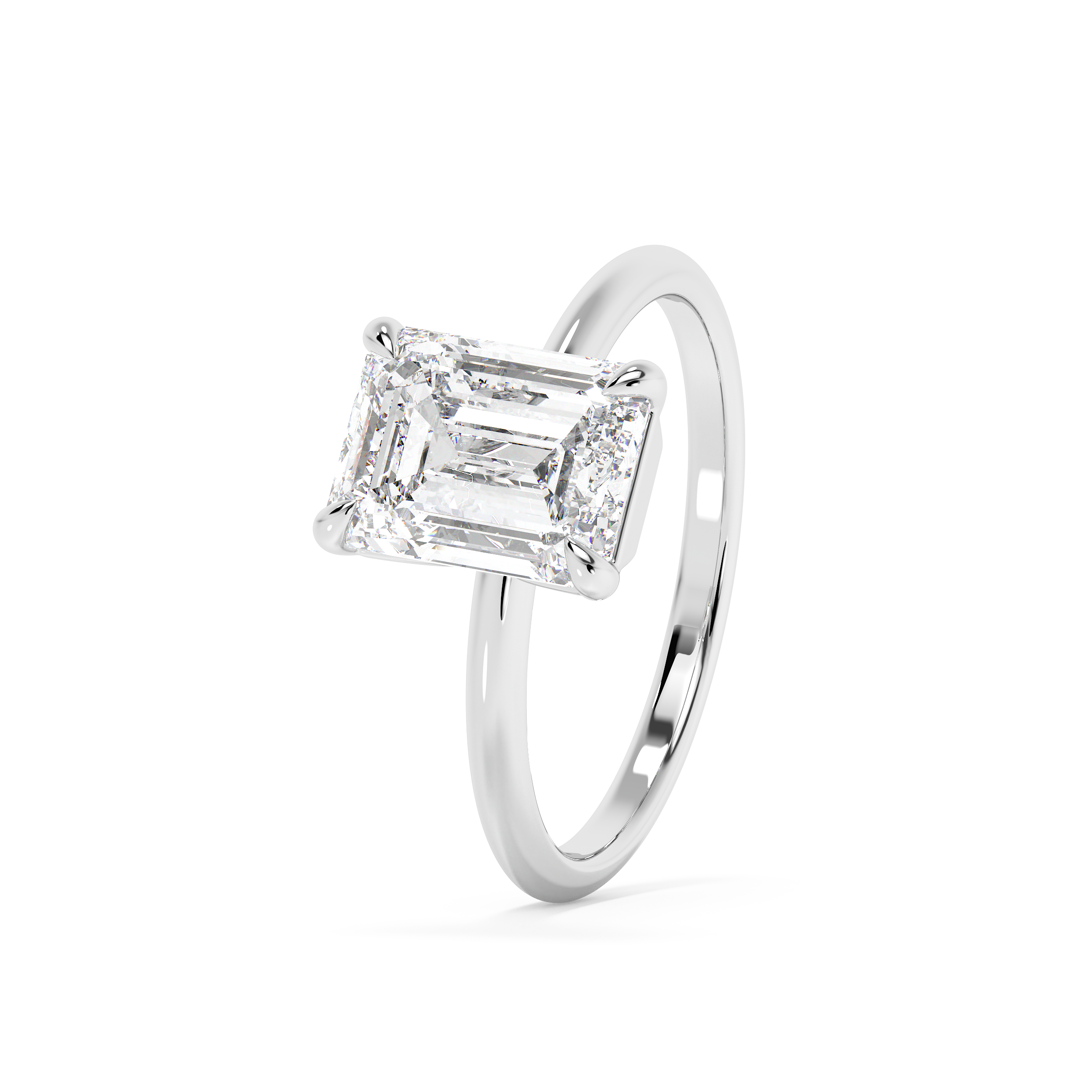 Emerald Solitaire Lab Grown Diamond Engagement Ring