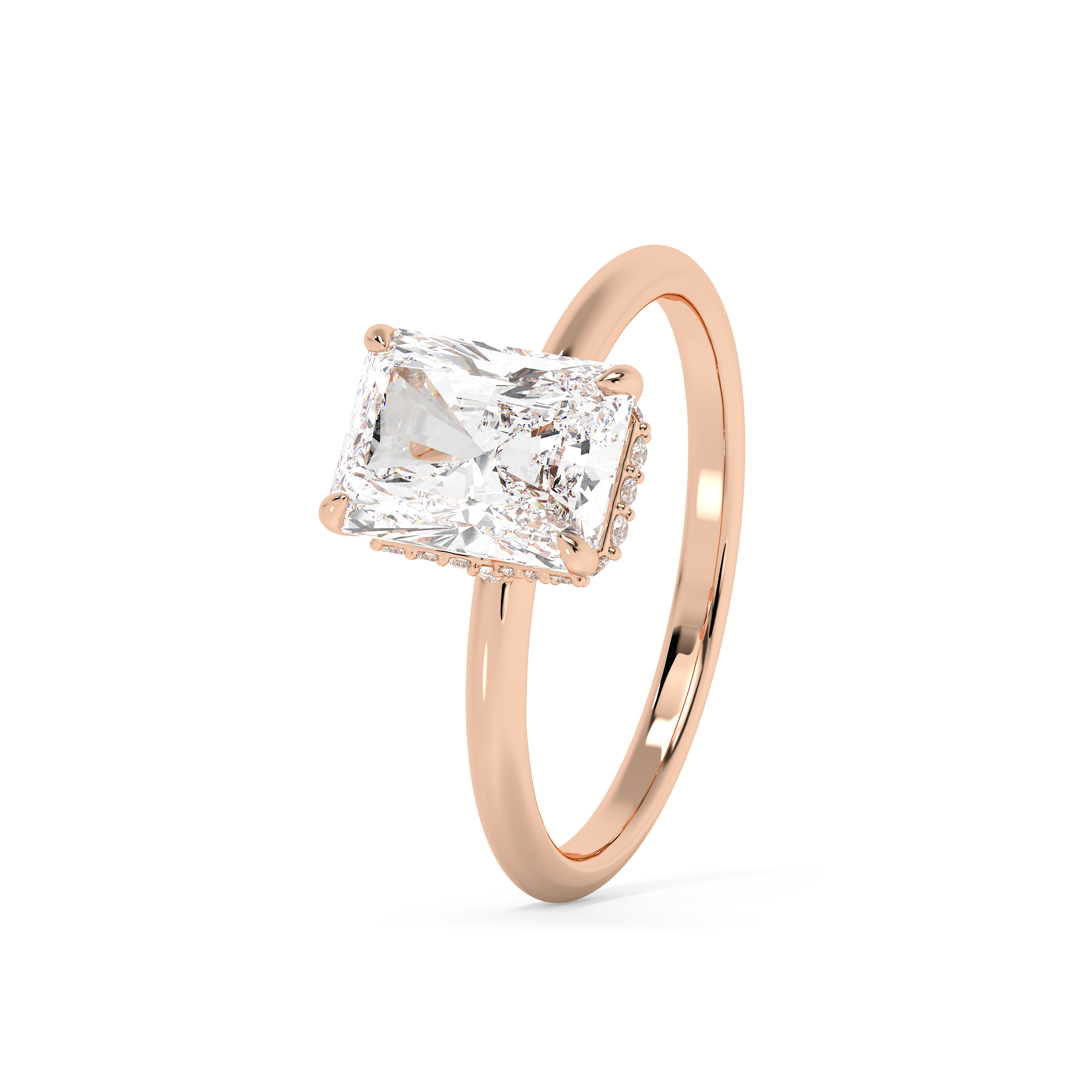 Radiant Hidden Halo Lab Grown Diamond Engagement Ring