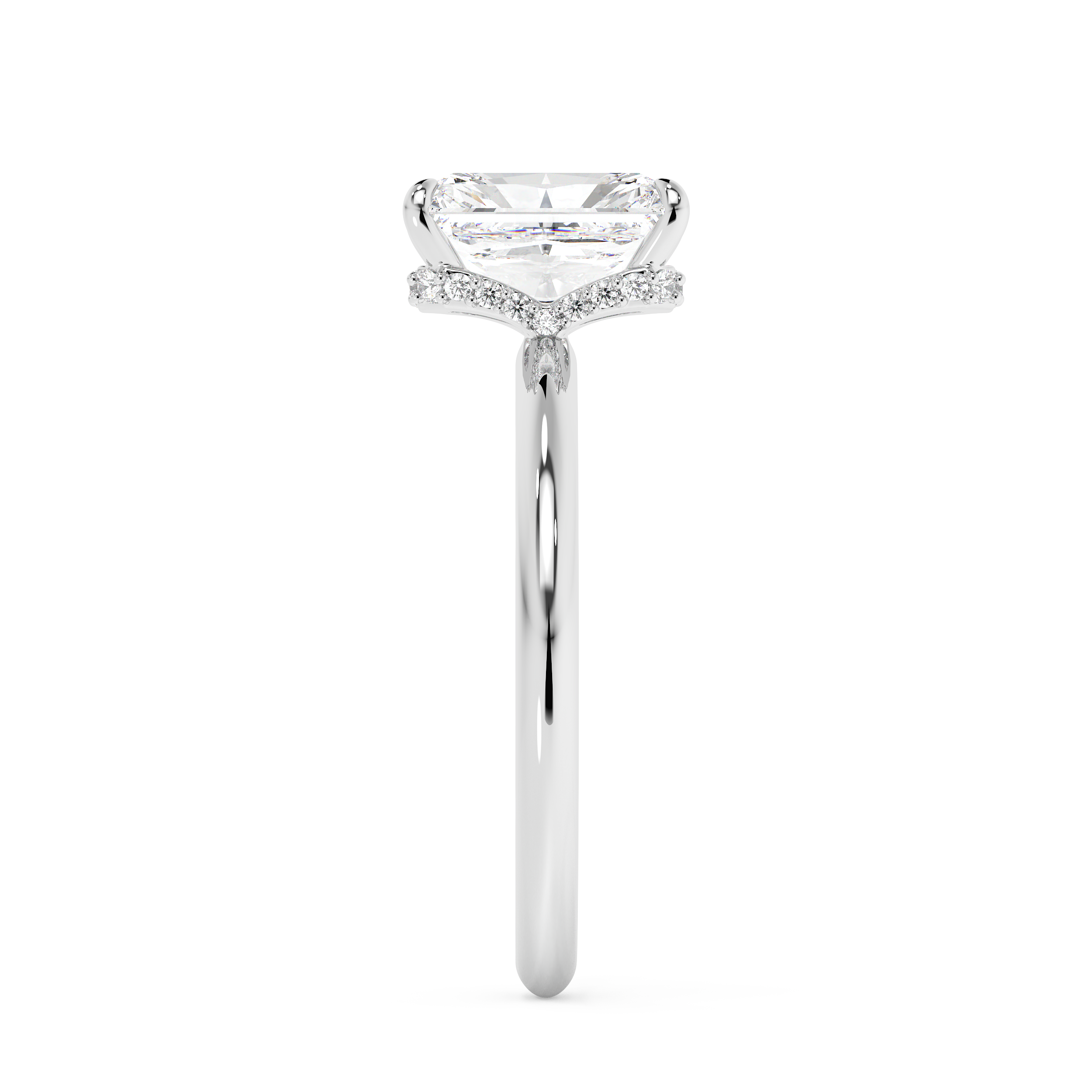 Radiant Hidden Halo Lab Grown Diamond Engagement Ring