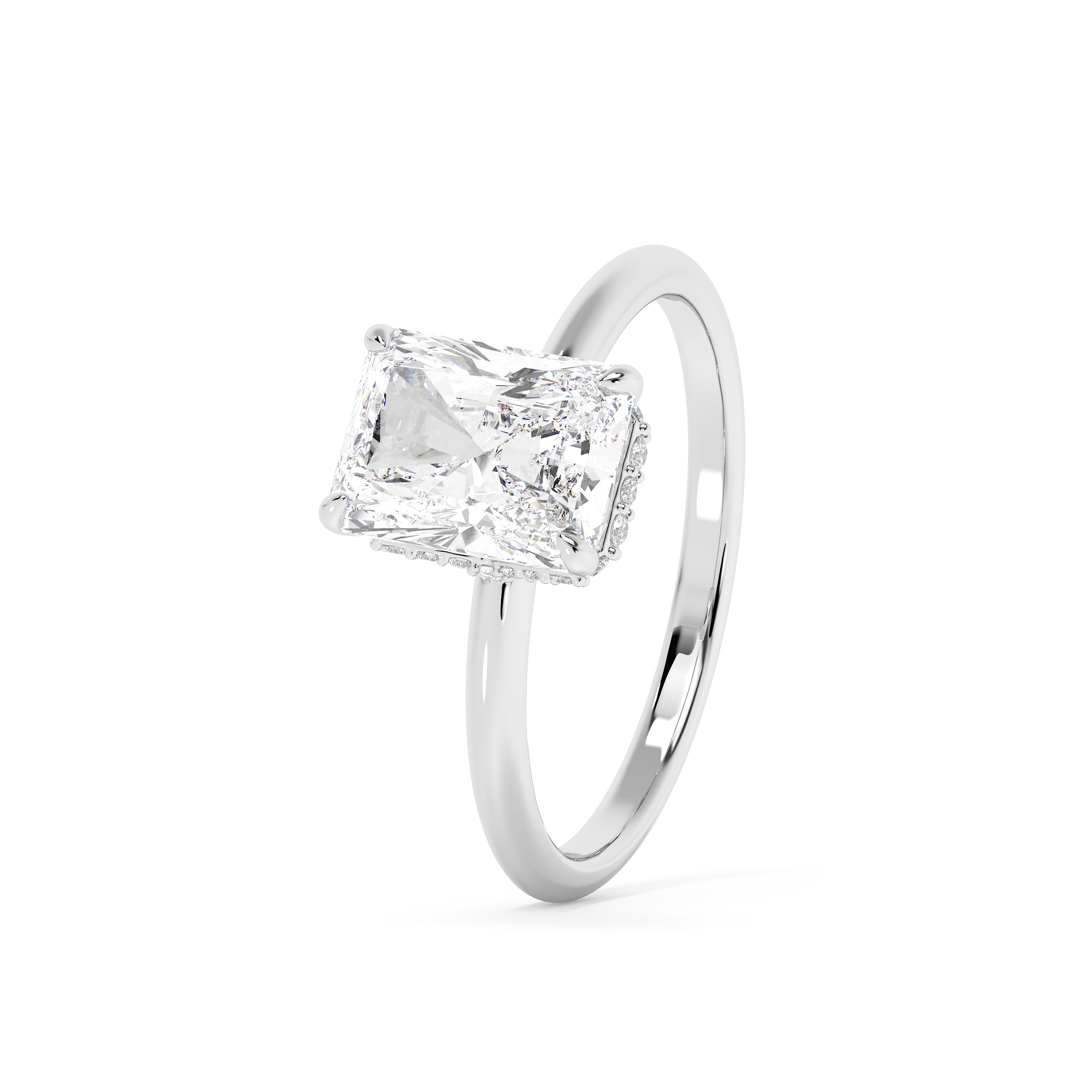 Radiant Hidden Halo Lab Grown Diamond Engagement Ring