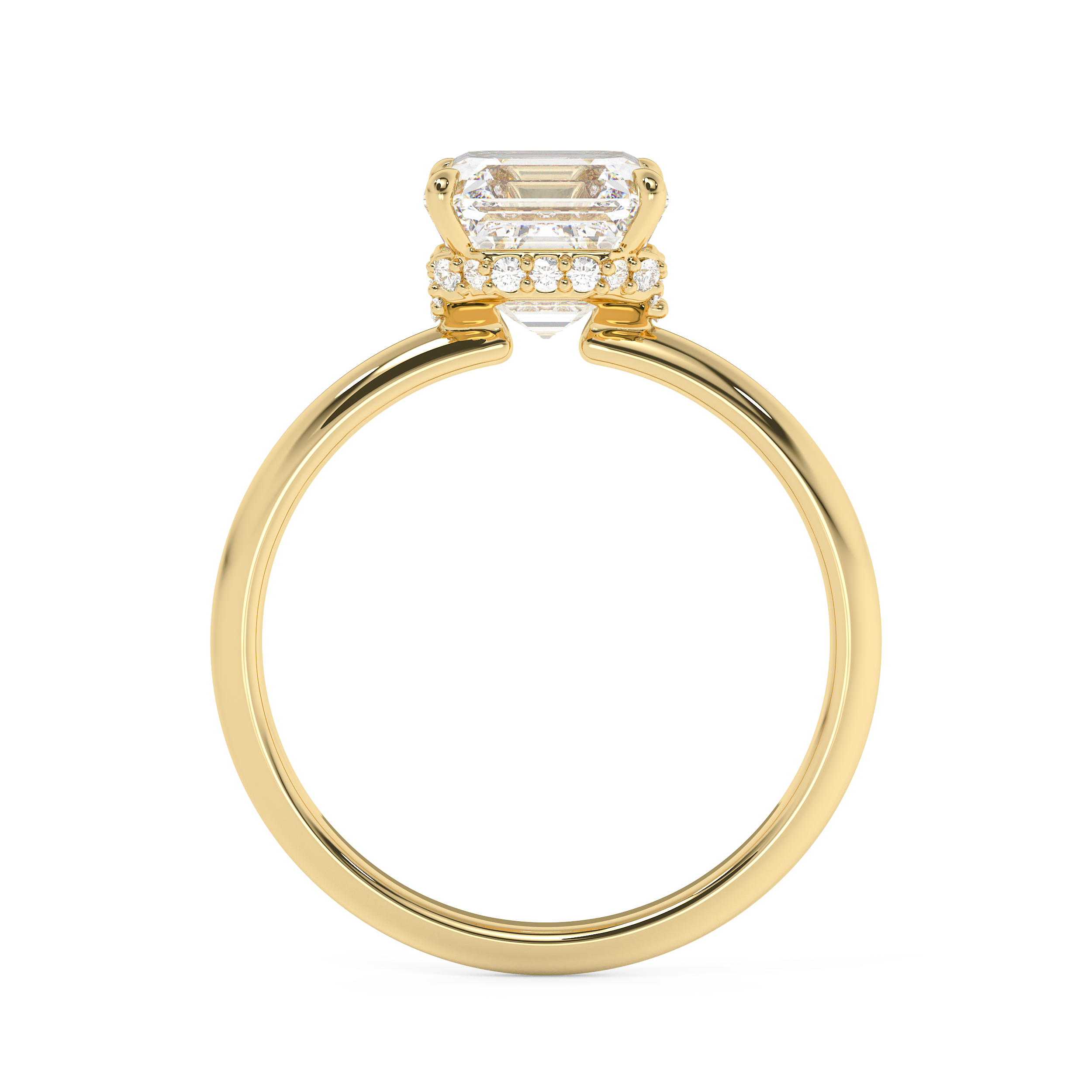 Asscher Hidden Halo Lab Grown Diamond Engagement Ring