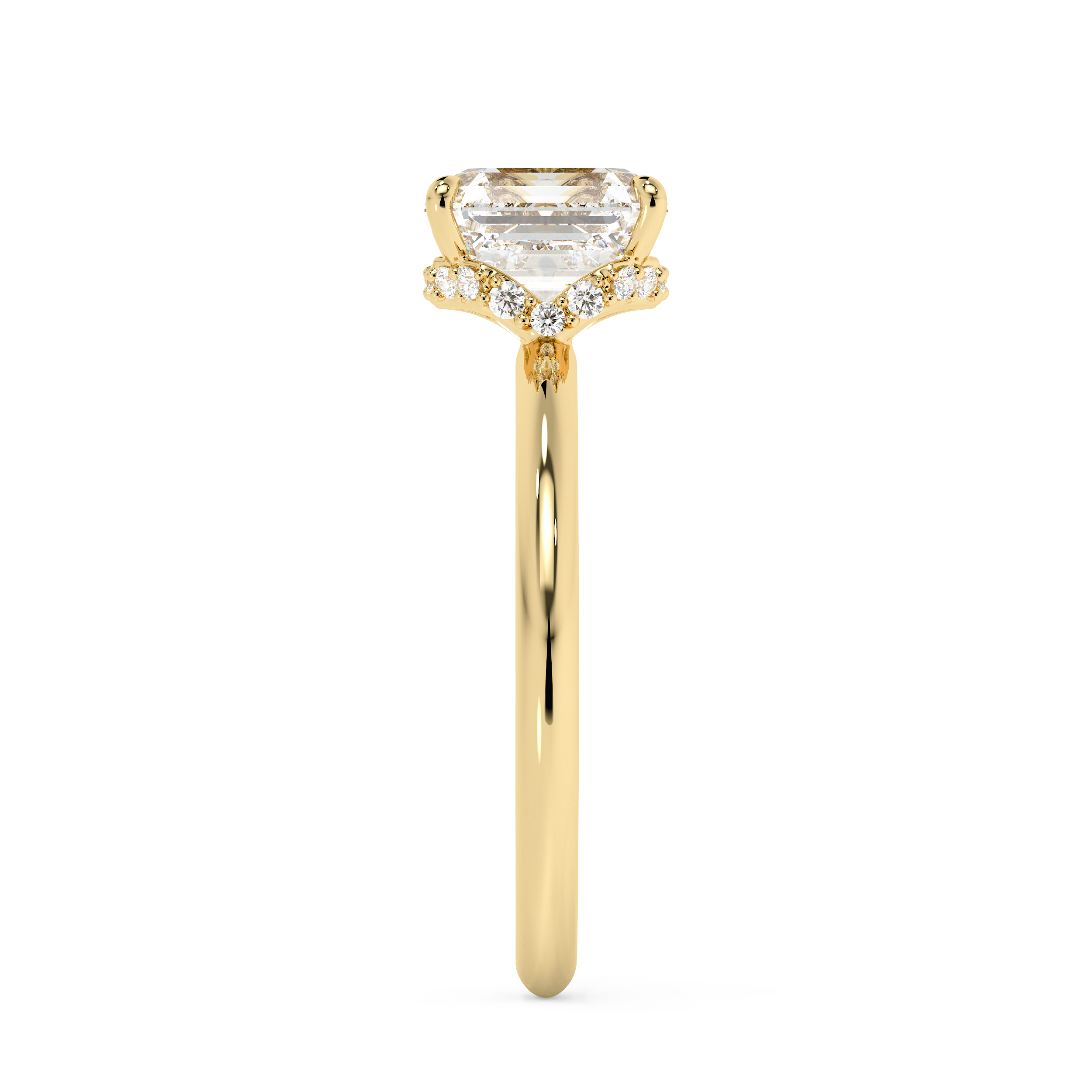 Asscher Hidden Halo Lab Grown Diamond Engagement Ring