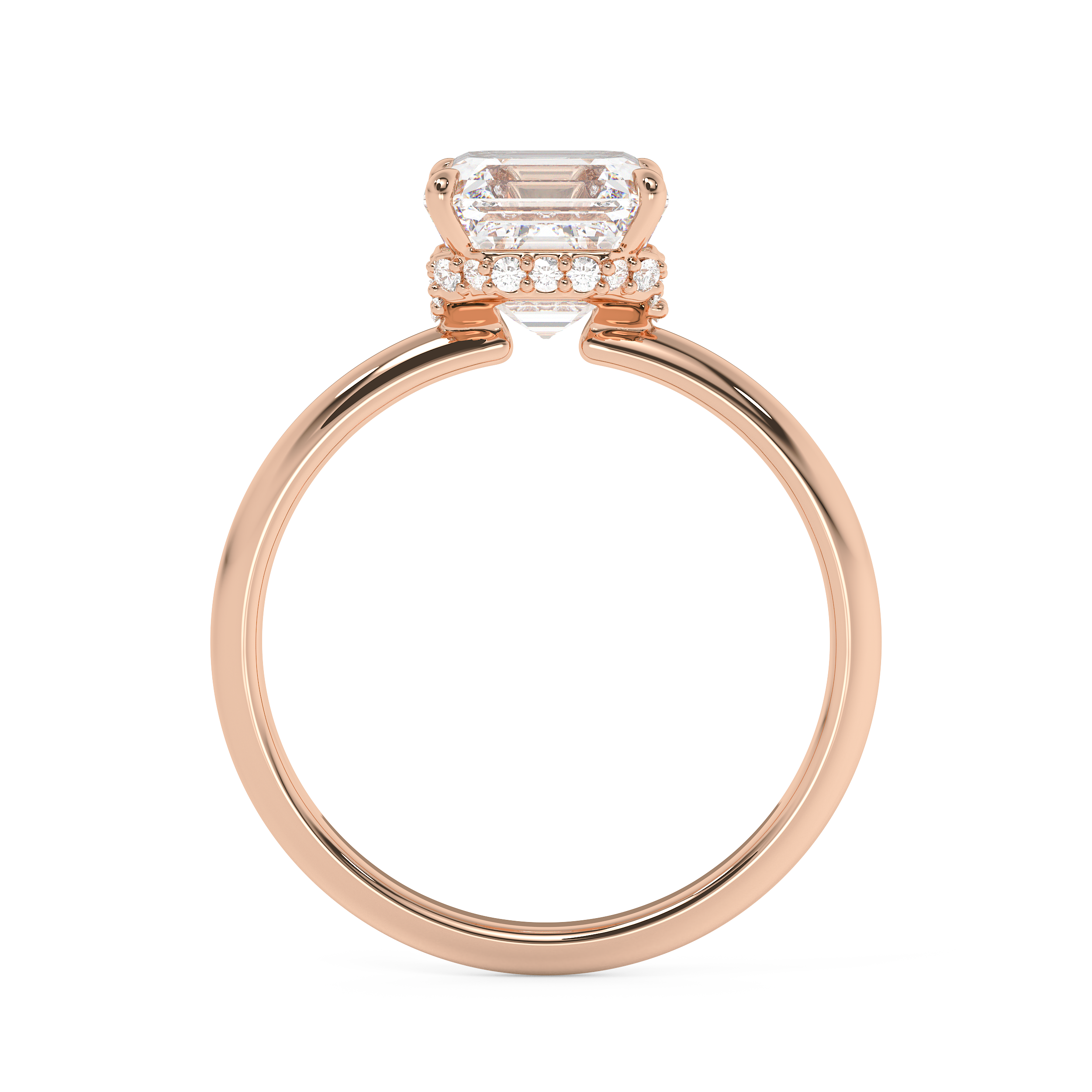 Asscher Hidden Halo Lab Grown Diamond Engagement Ring