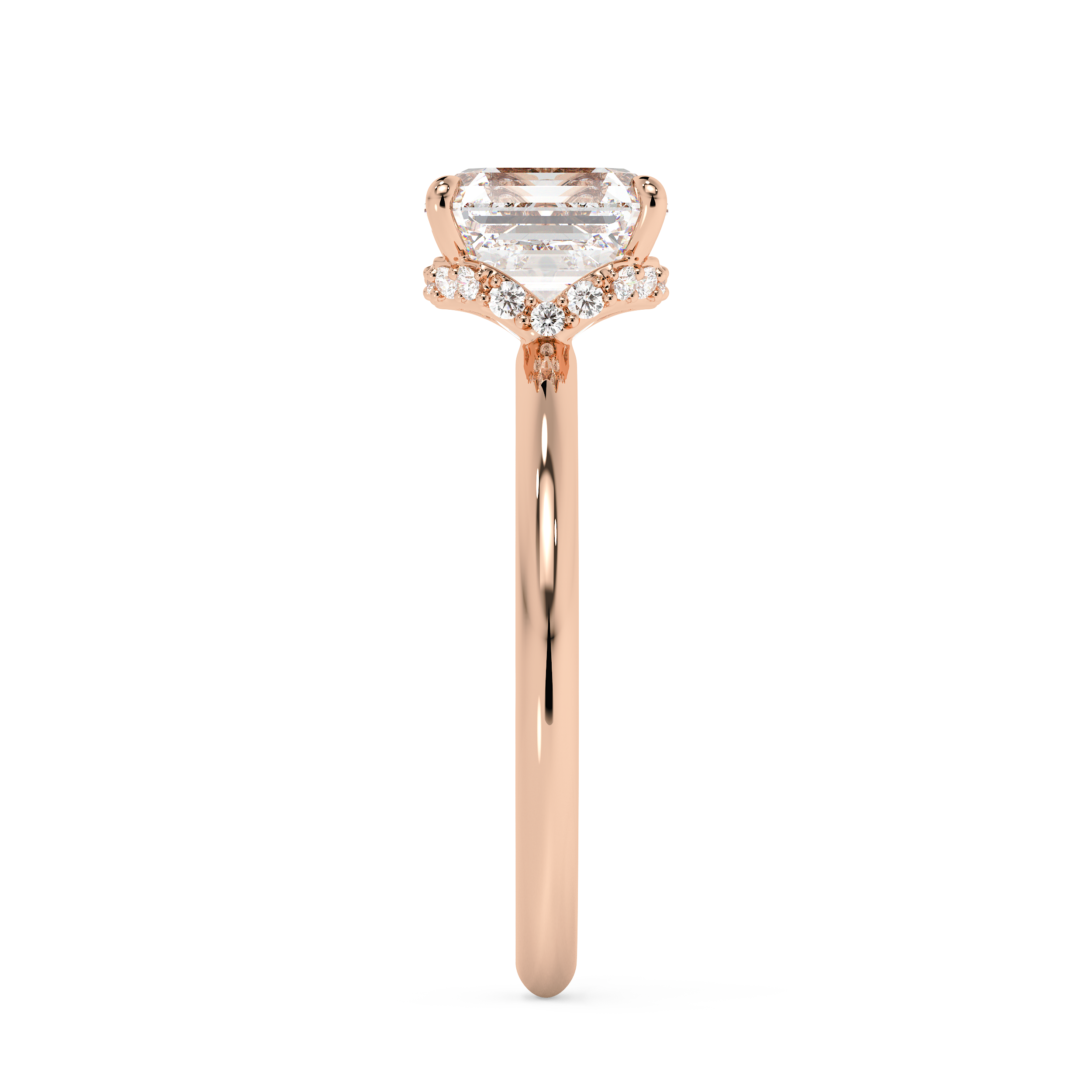 Asscher Hidden Halo Lab Grown Diamond Engagement Ring
