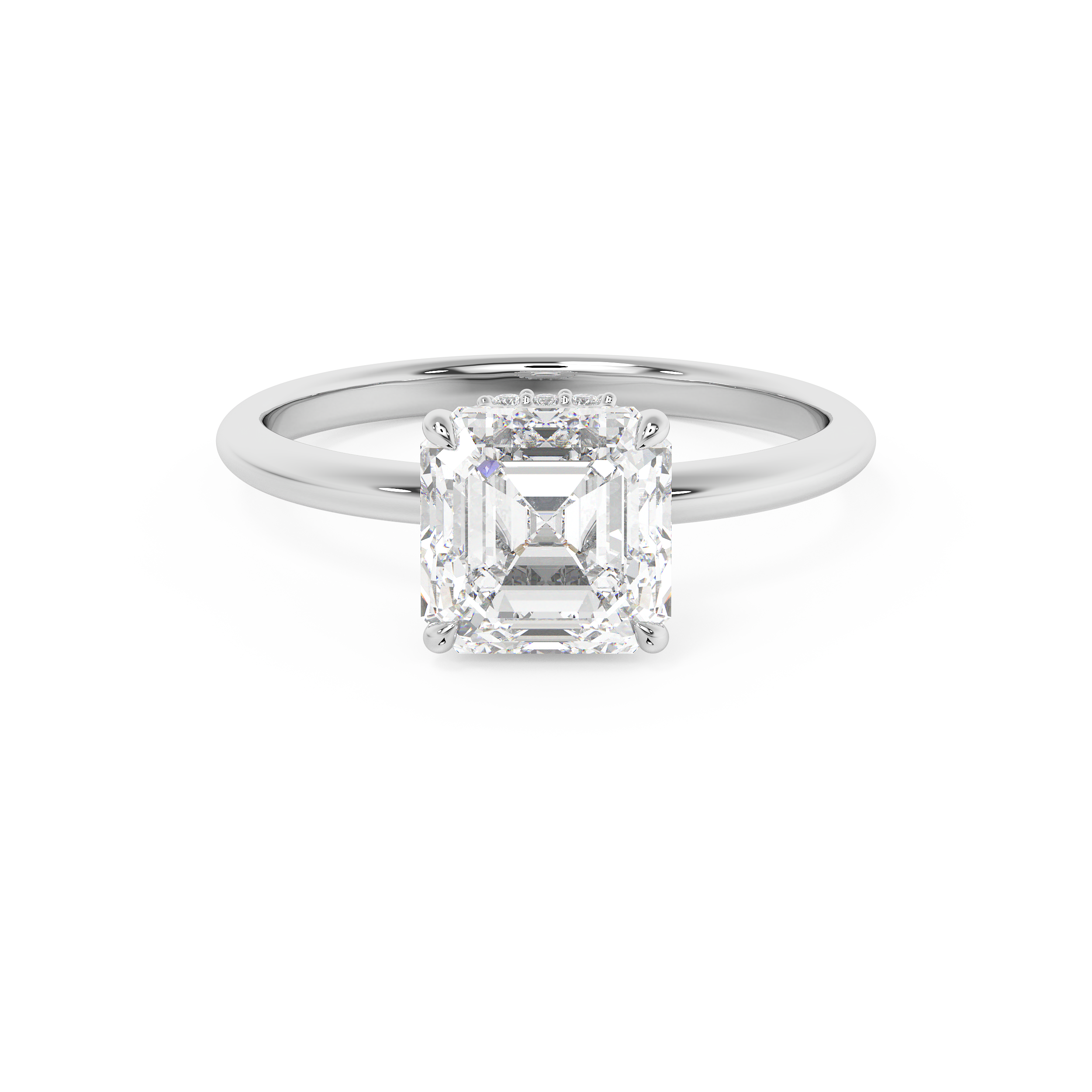 Asscher Hidden Halo Lab Grown Diamond Engagement Ring