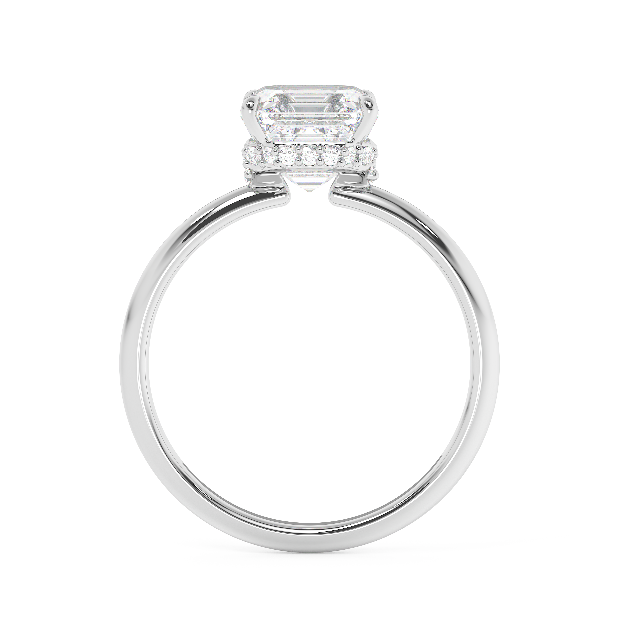 Asscher Hidden Halo Lab Grown Diamond Engagement Ring