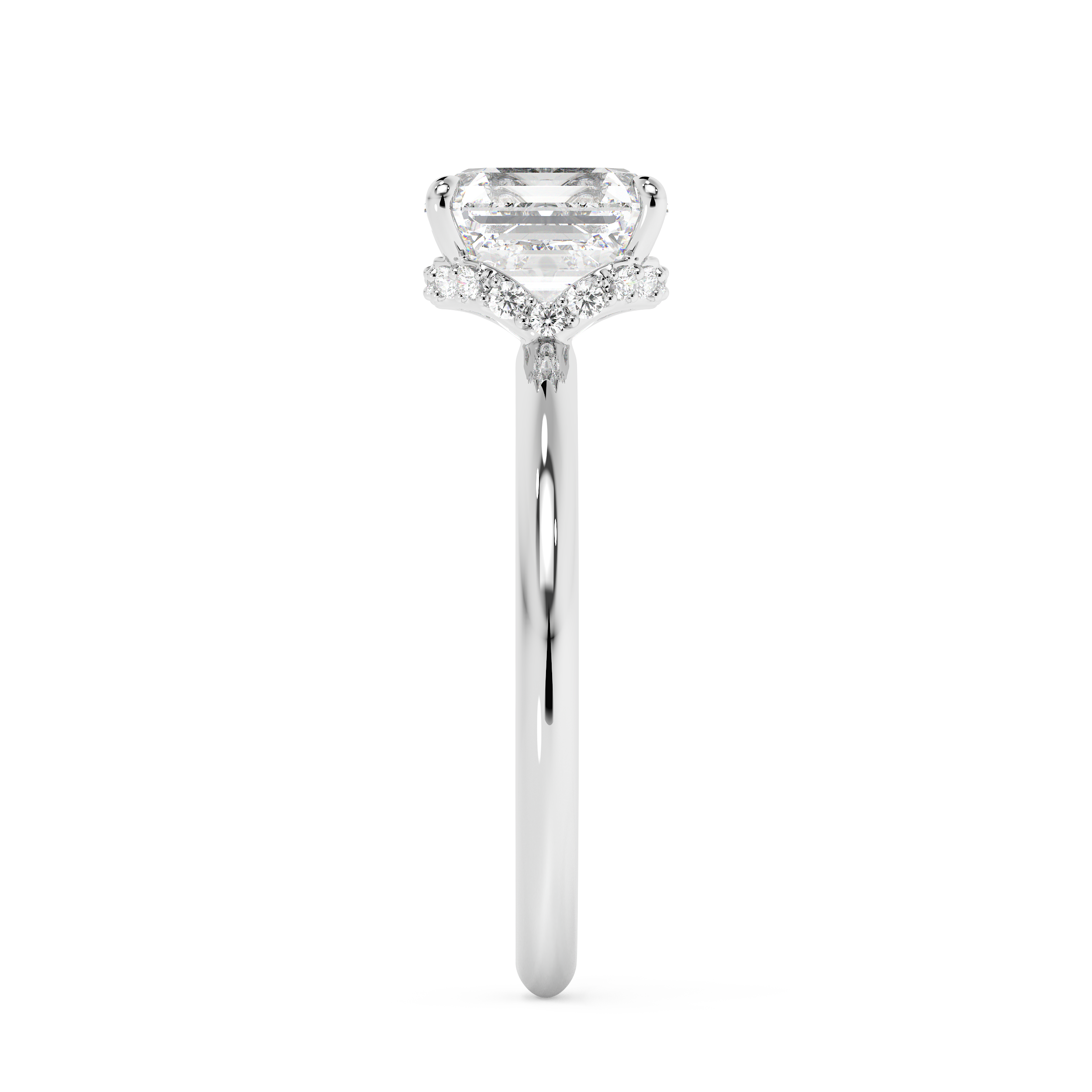 Asscher Hidden Halo Lab Grown Diamond Engagement Ring