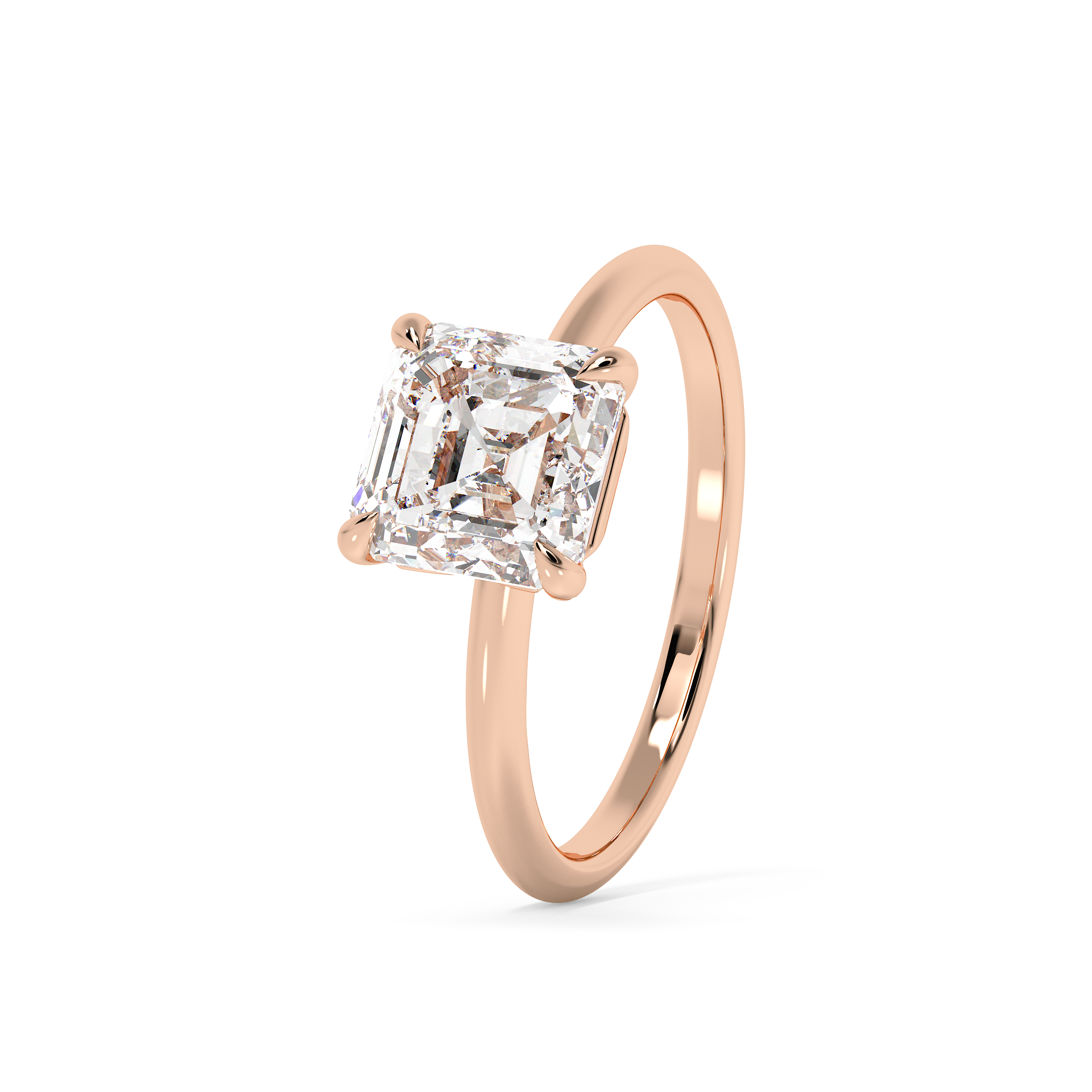 Asscher Solitaire Lab Grown Diamond Engagement Ring