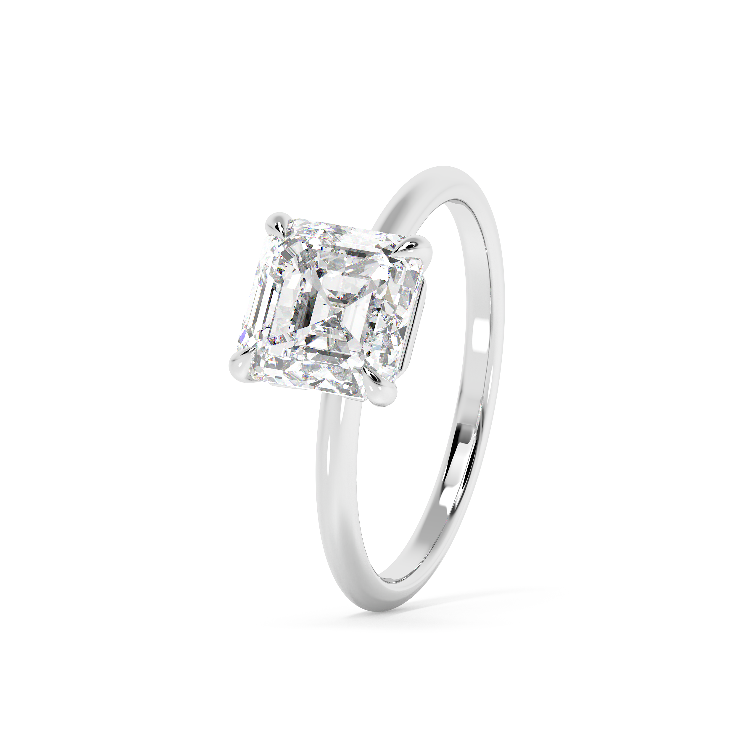 Asscher Solitaire Lab Grown Diamond Engagement Ring