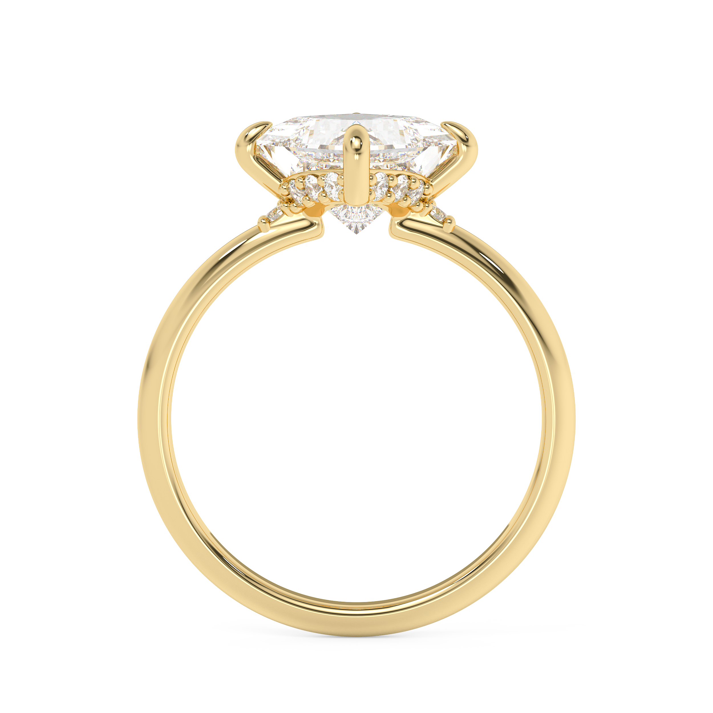 East West Princess Hidden Halo Lab Grown Diamond Engagement Ring