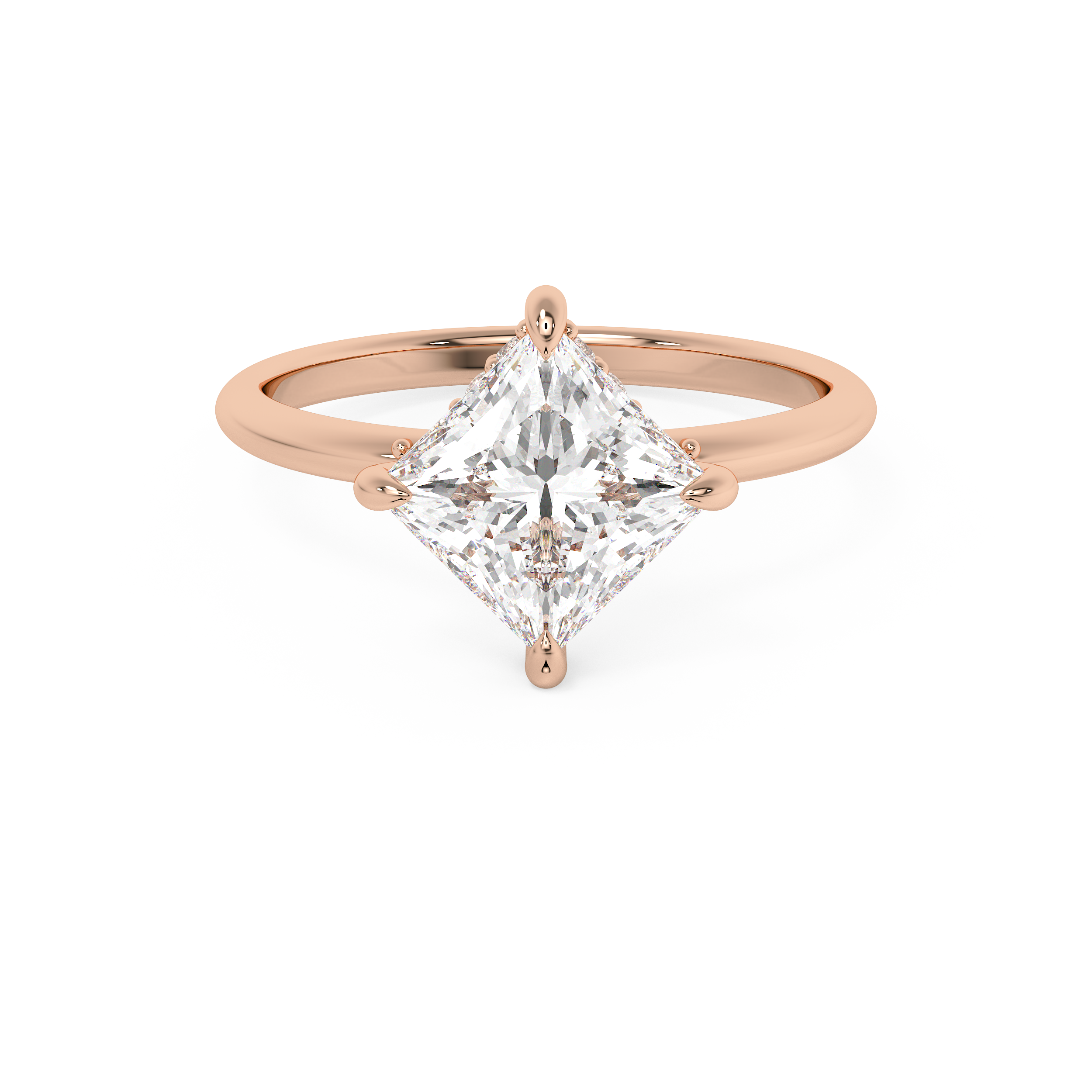 East West Princess Hidden Halo Lab Grown Diamond Engagement Ring