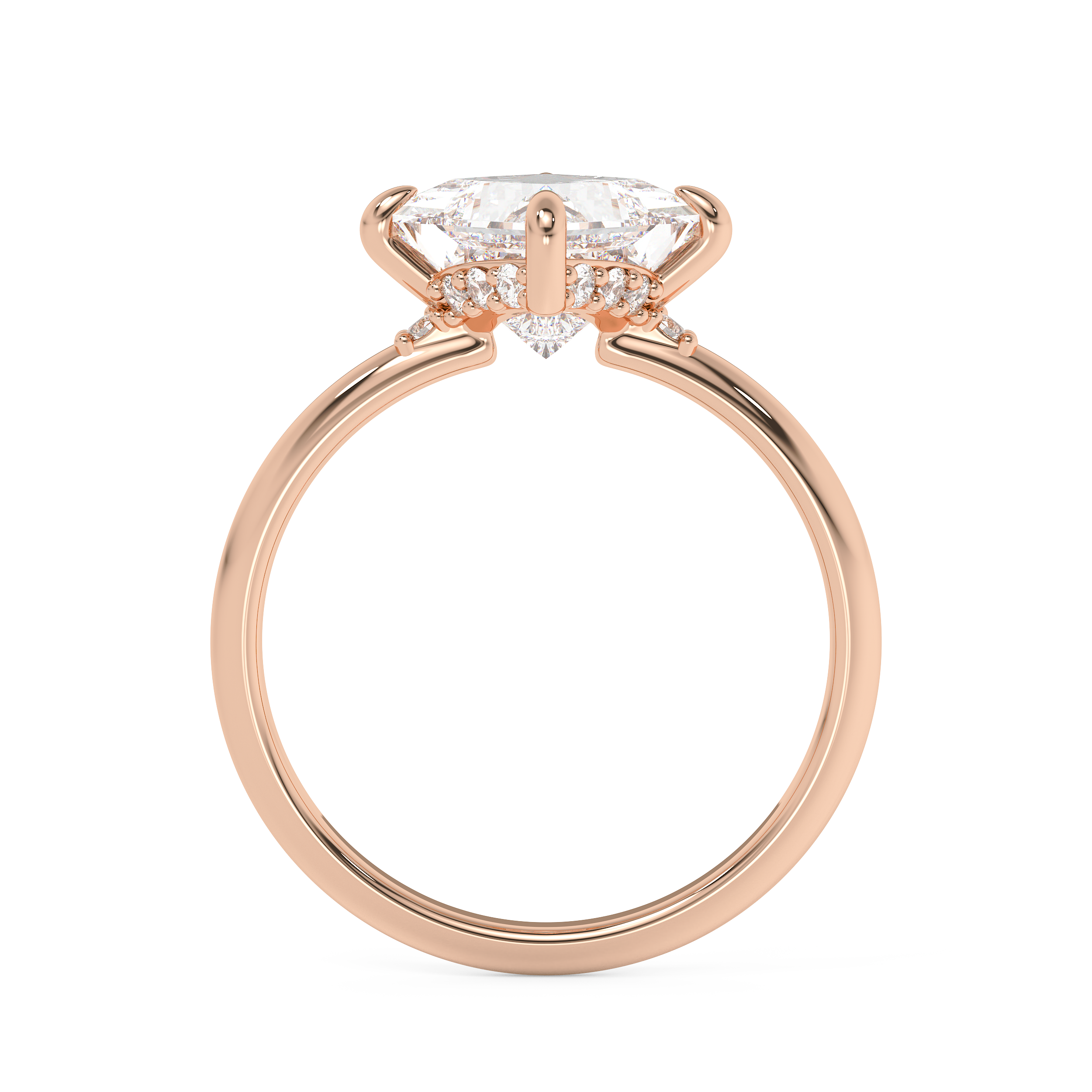 East West Princess Hidden Halo Lab Grown Diamond Engagement Ring
