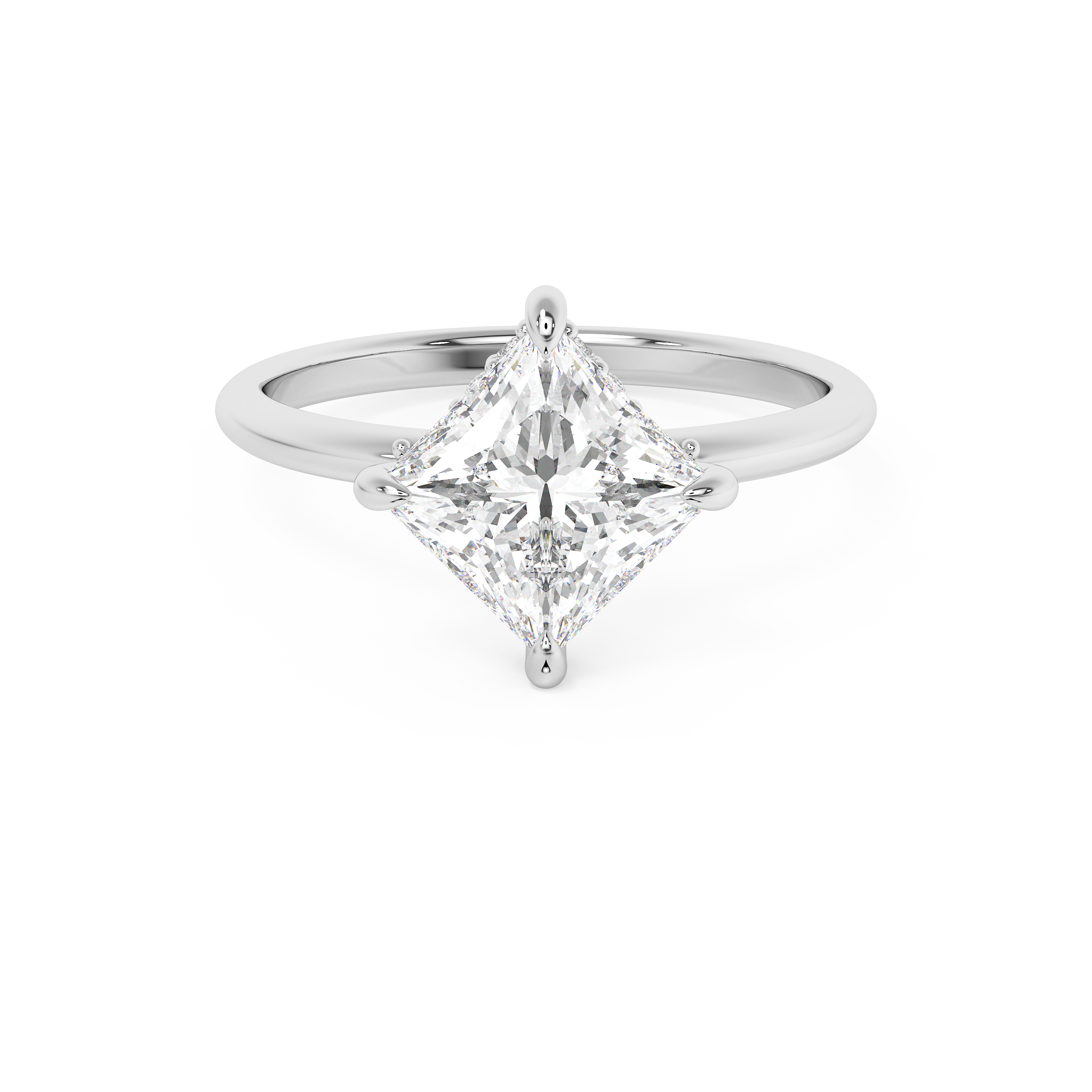 East West Princess Hidden Halo Lab Grown Diamond Engagement Ring