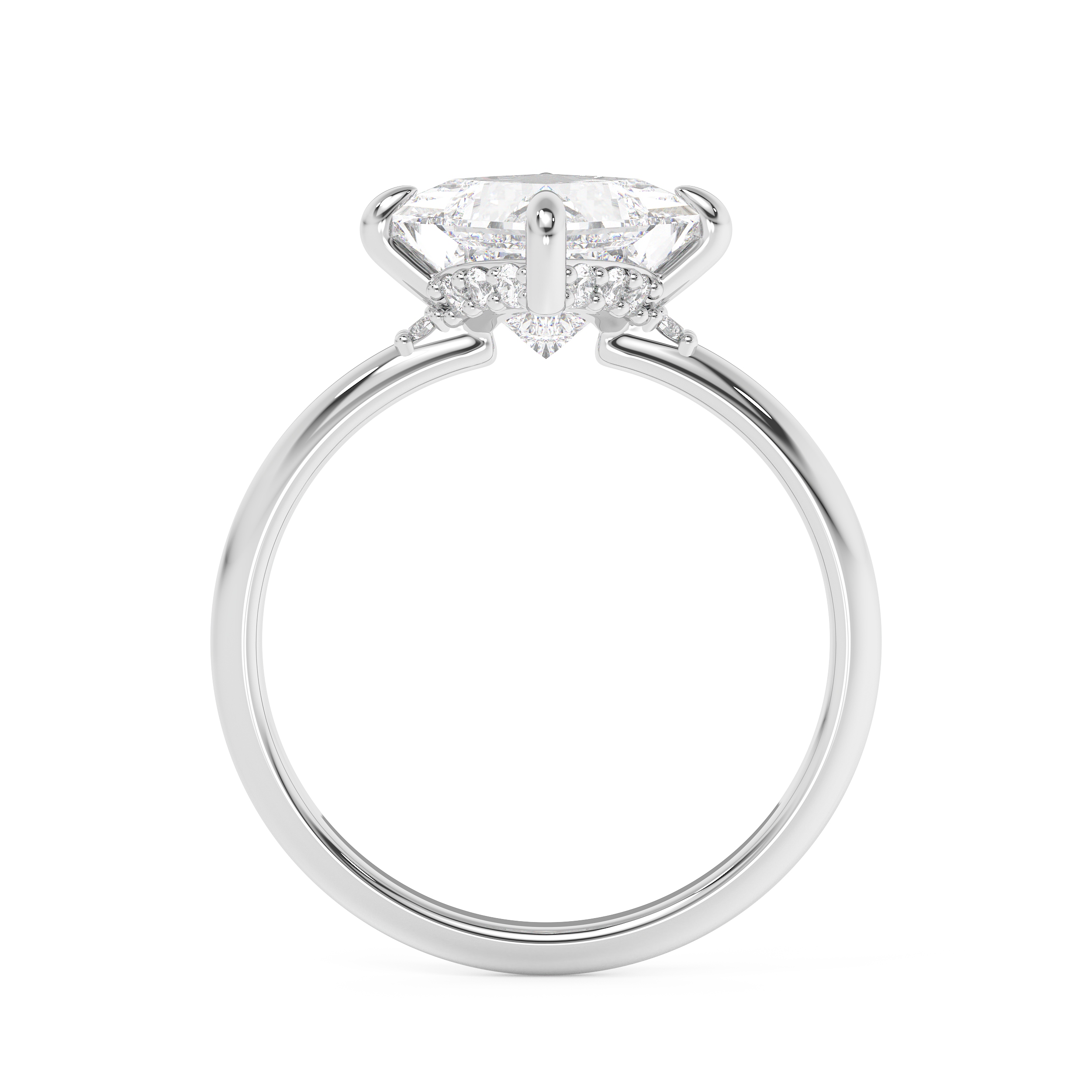 East West Princess Hidden Halo Lab Grown Diamond Engagement Ring