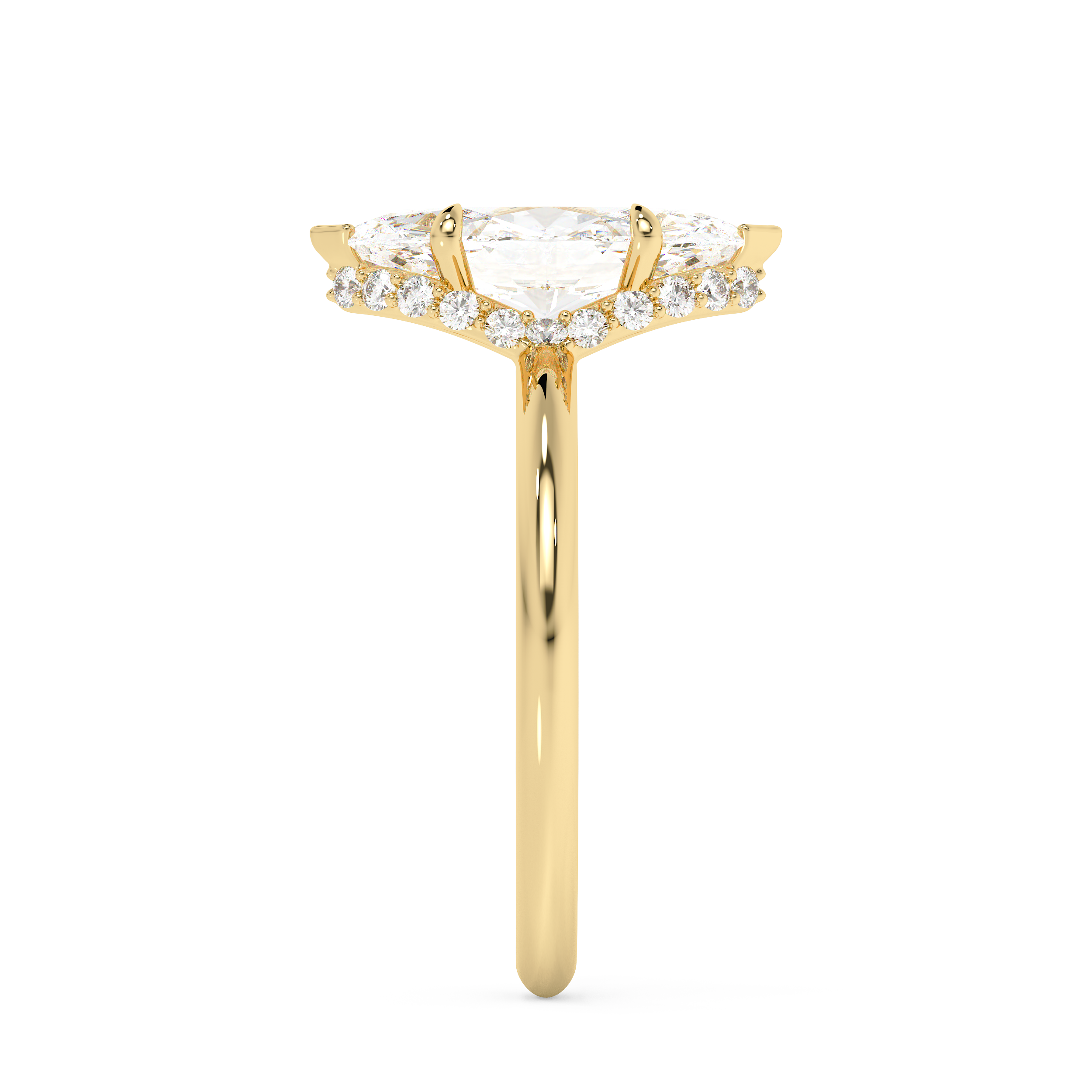 Marquise Hidden Halo Lab Grown Diamond Engagement Ring
