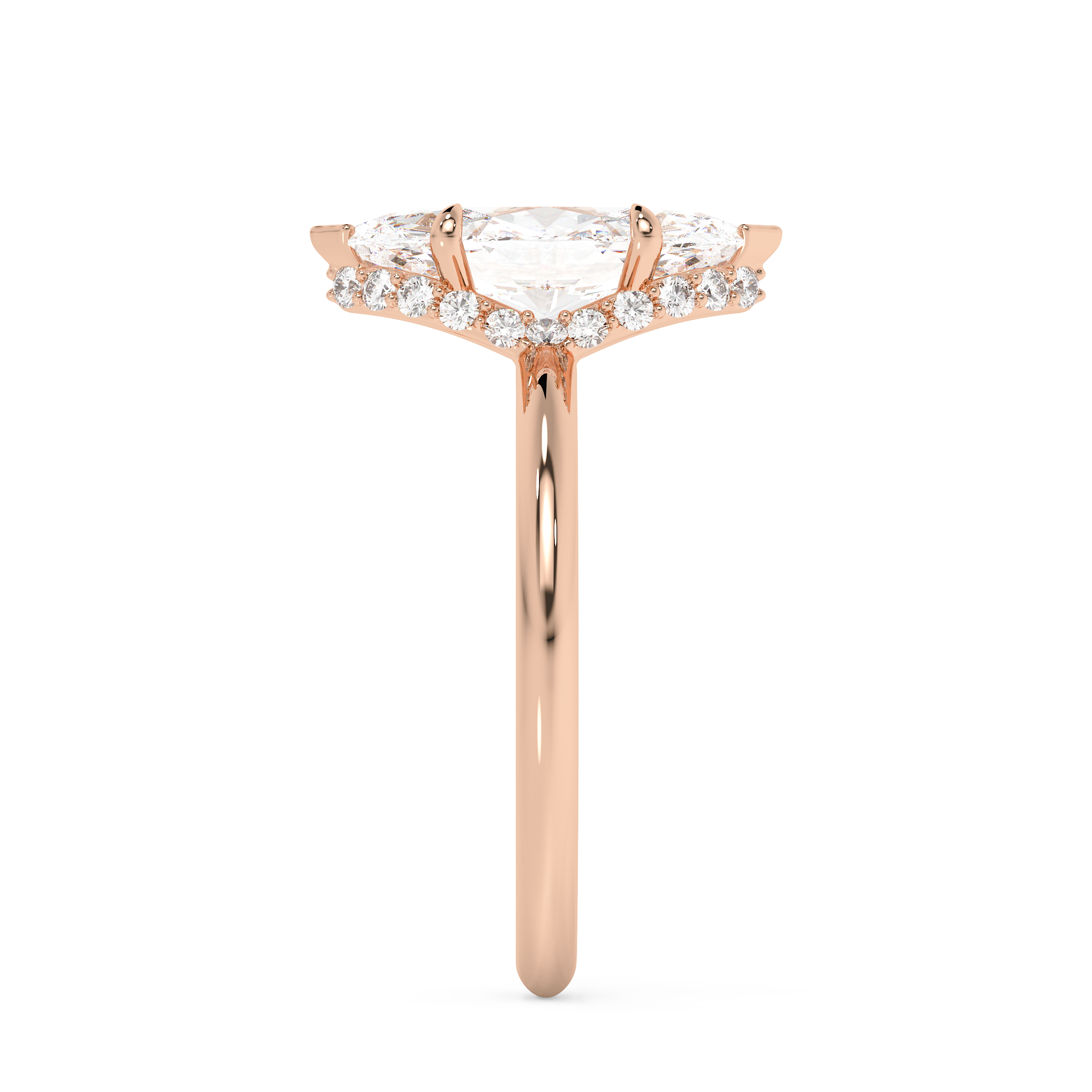 Marquise Hidden Halo Lab Grown Diamond Engagement Ring