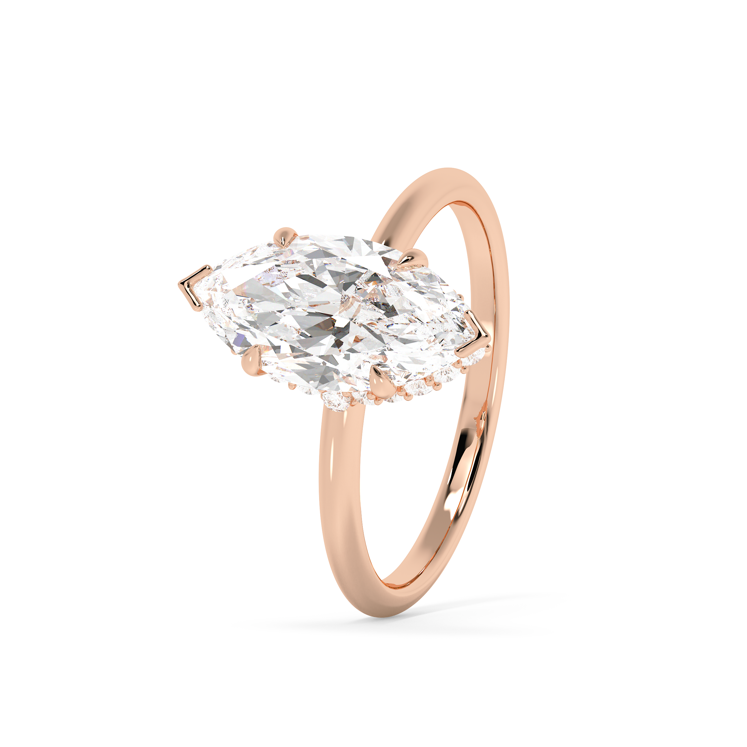 Marquise Hidden Halo Lab Grown Diamond Engagement Ring