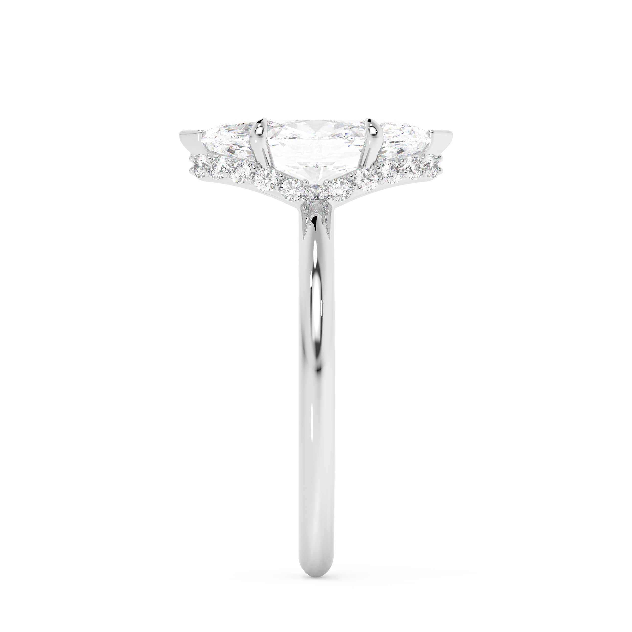 Marquise Hidden Halo Lab Grown Diamond Engagement Ring