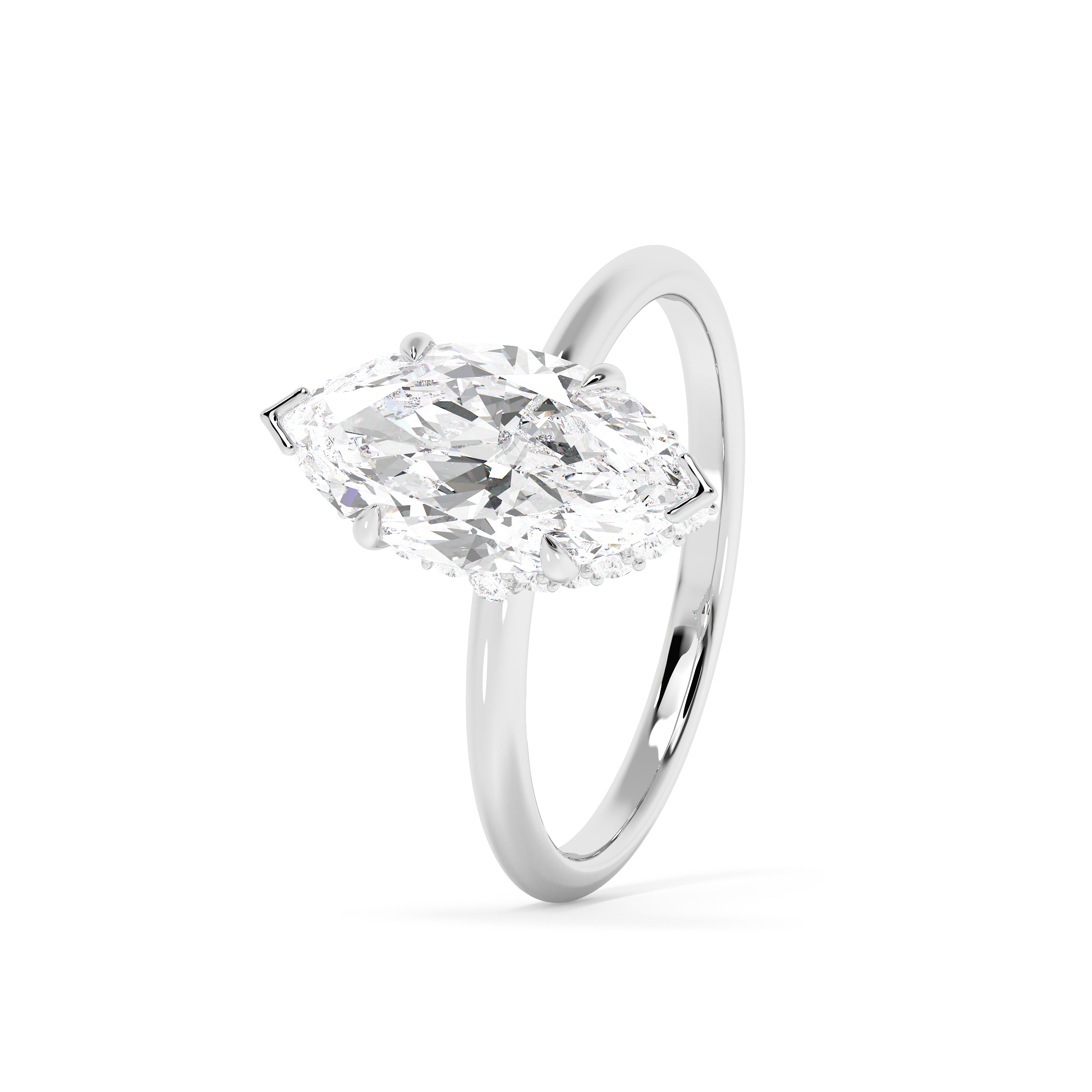 Marquise Hidden Halo Lab Grown Diamond Engagement Ring