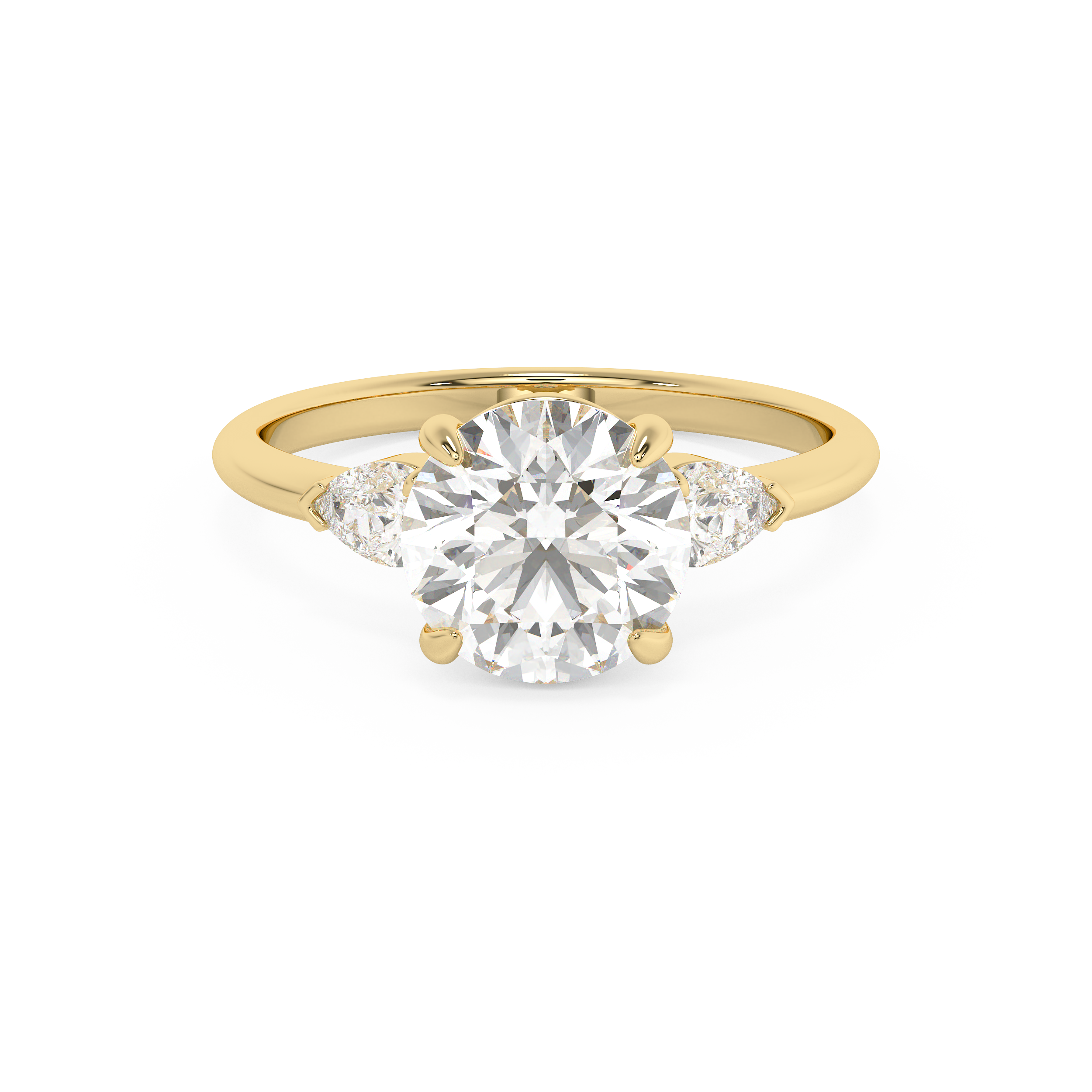 Round Three Stone Lab Grown Diamond Engagement Ring