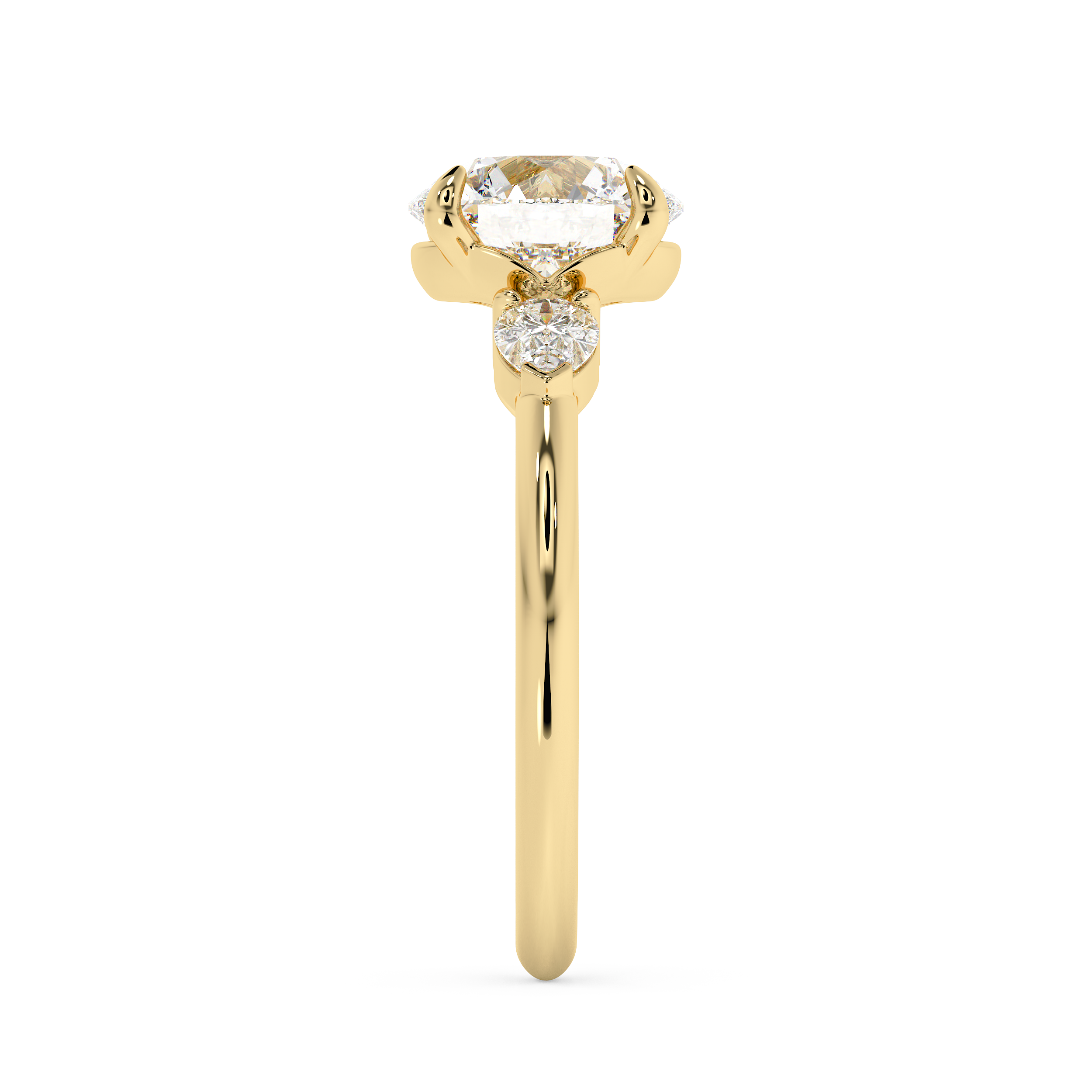Round Three Stone Lab Grown Diamond Engagement Ring