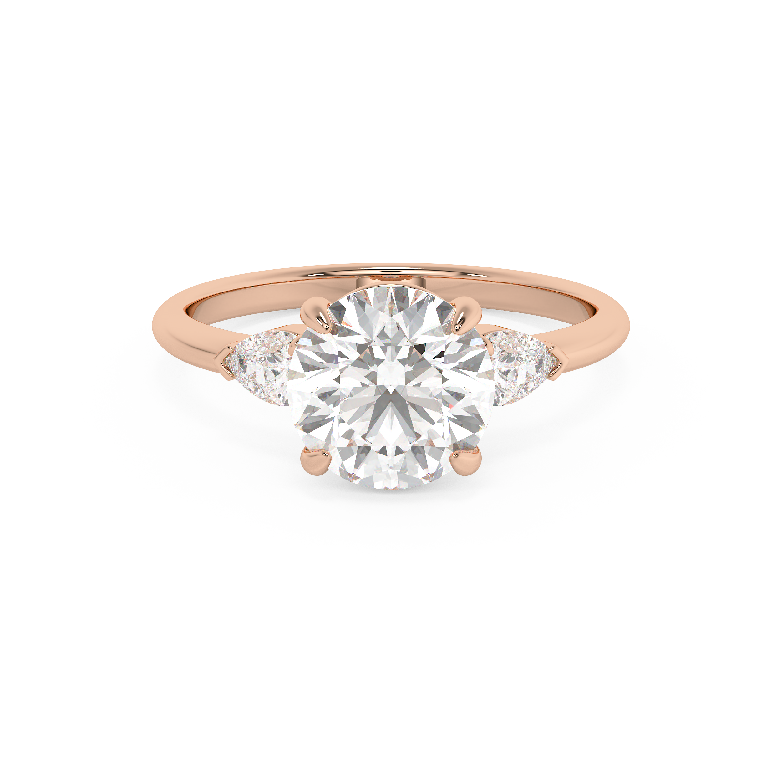 Round Three Stone Lab Grown Diamond Engagement Ring