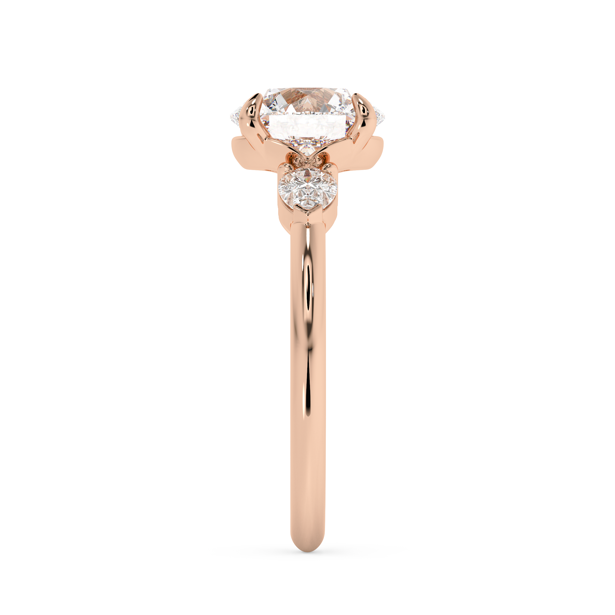 Round Three Stone Lab Grown Diamond Engagement Ring