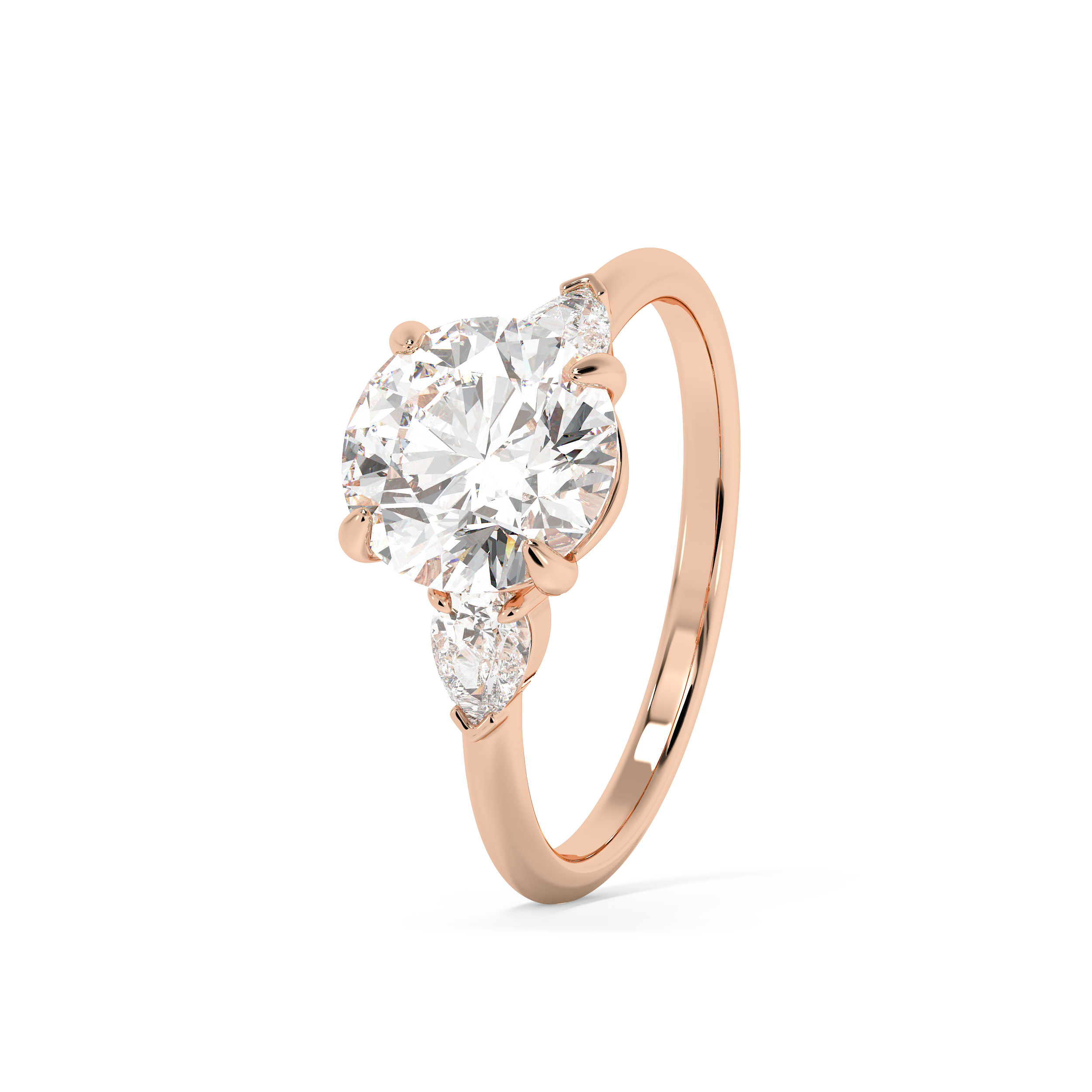 Round Three Stone Lab Grown Diamond Engagement Ring