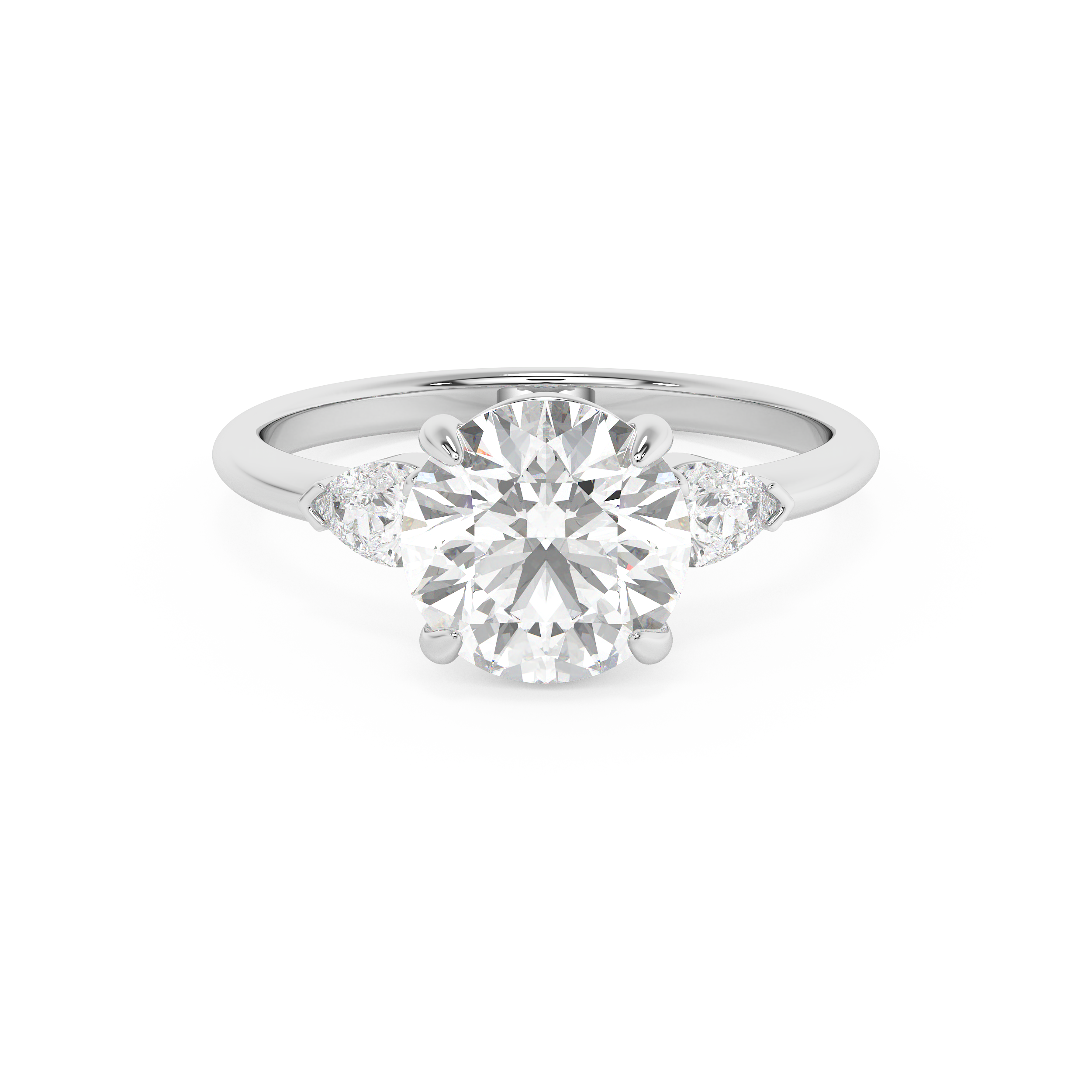 Round Three Stone Lab Grown Diamond Engagement Ring