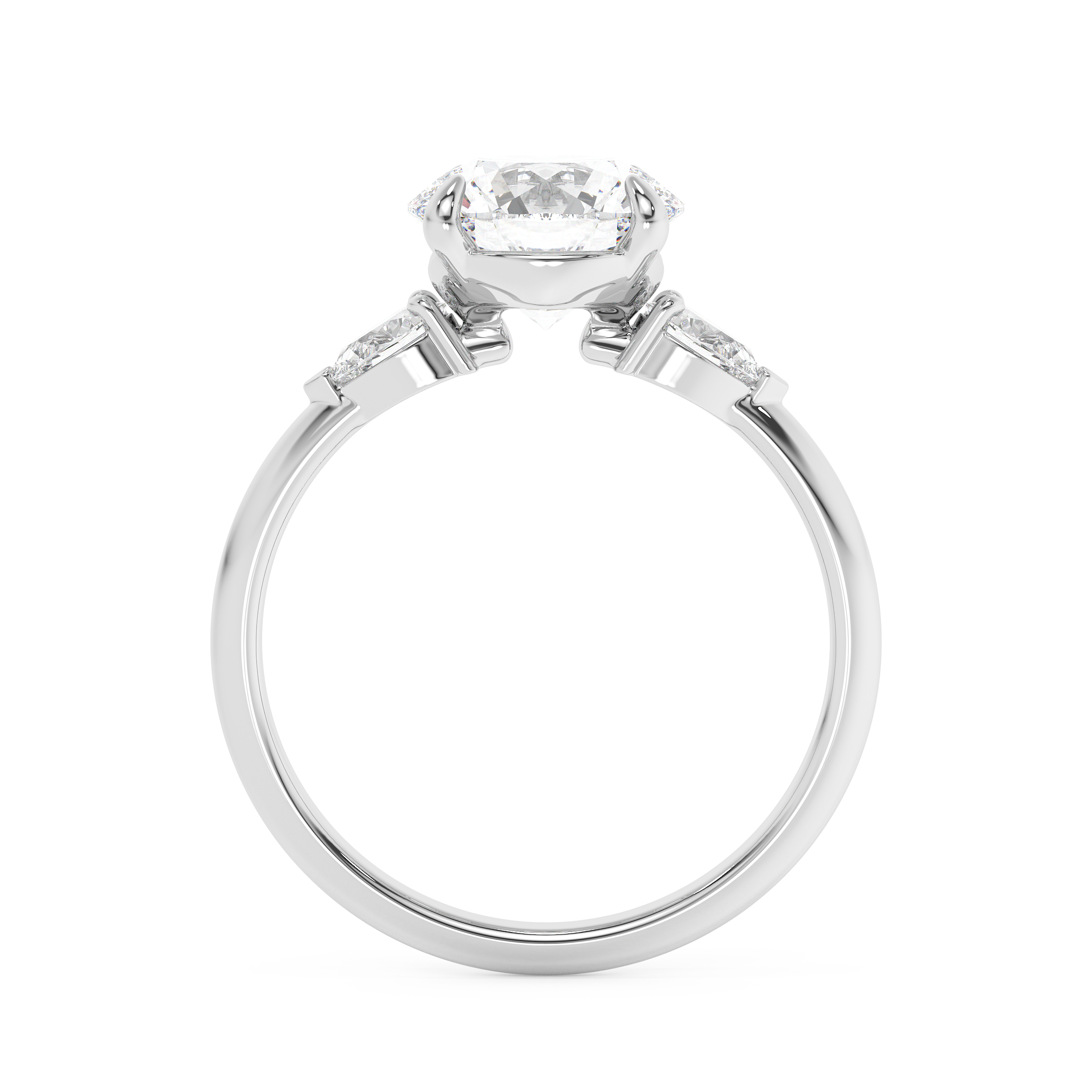 Round Three Stone Lab Grown Diamond Engagement Ring