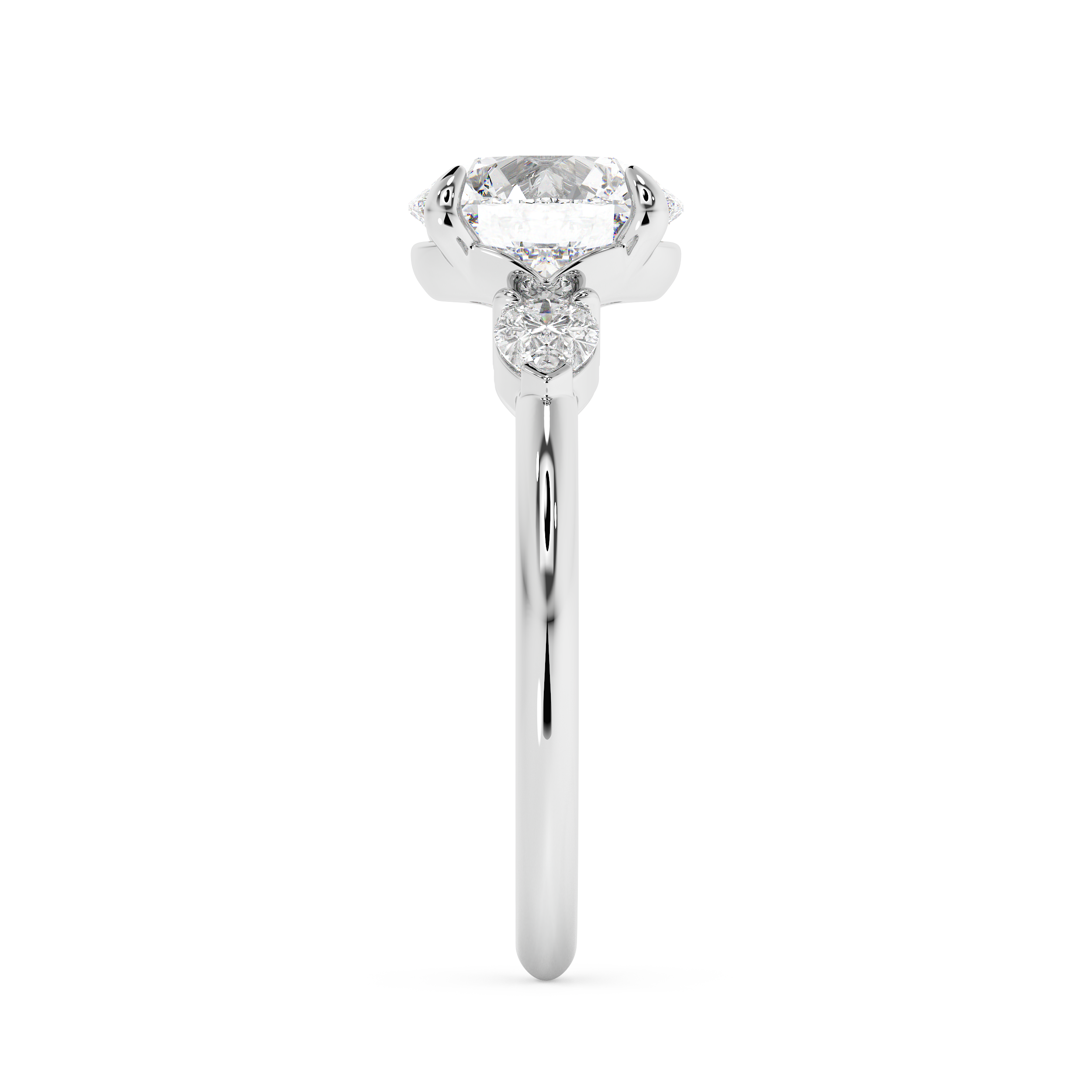 Round Three Stone Lab Grown Diamond Engagement Ring