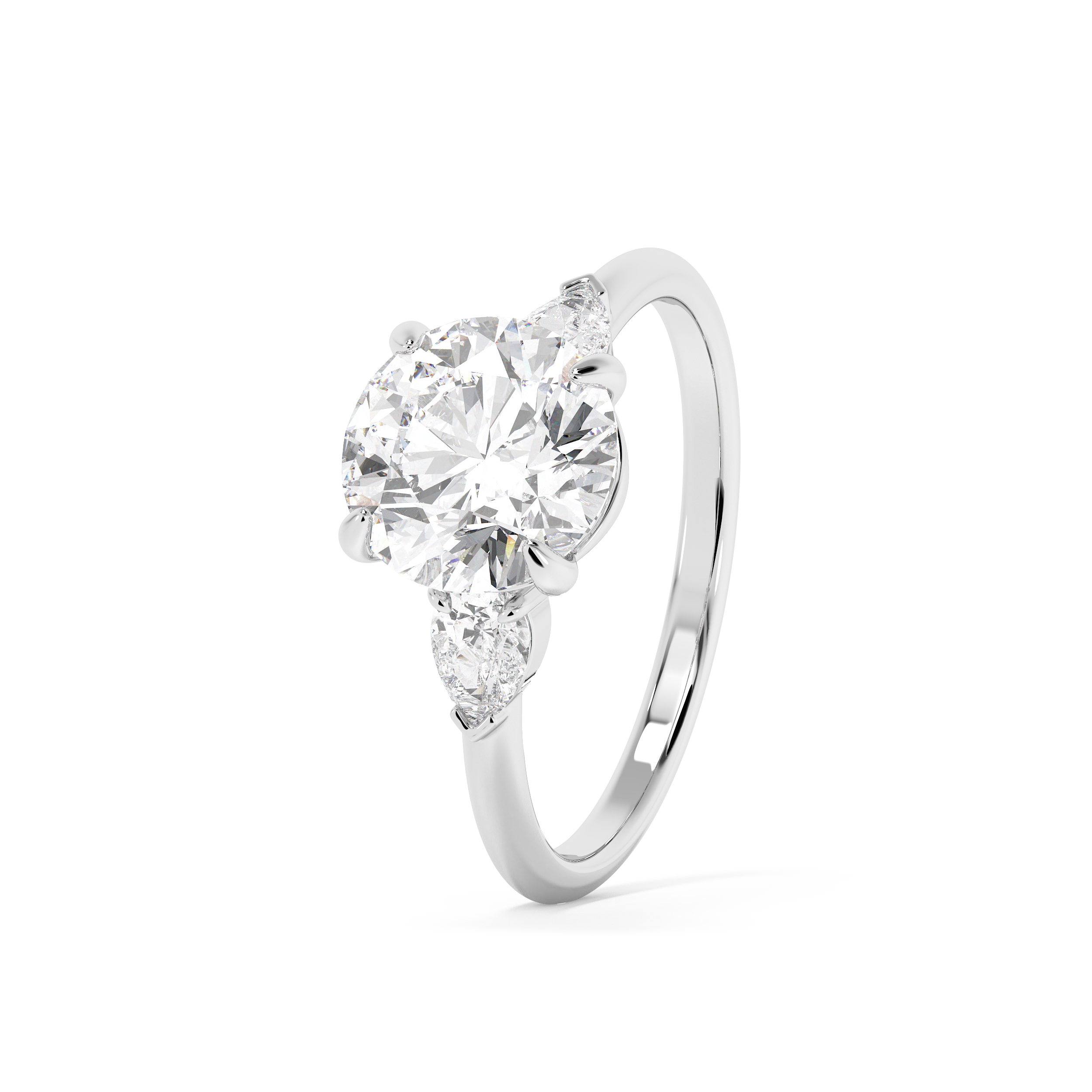 Round Three Stone Lab Grown Diamond Engagement Ring