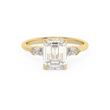 Emerald Three Stone Lab Grown Diamond Engagement Ring