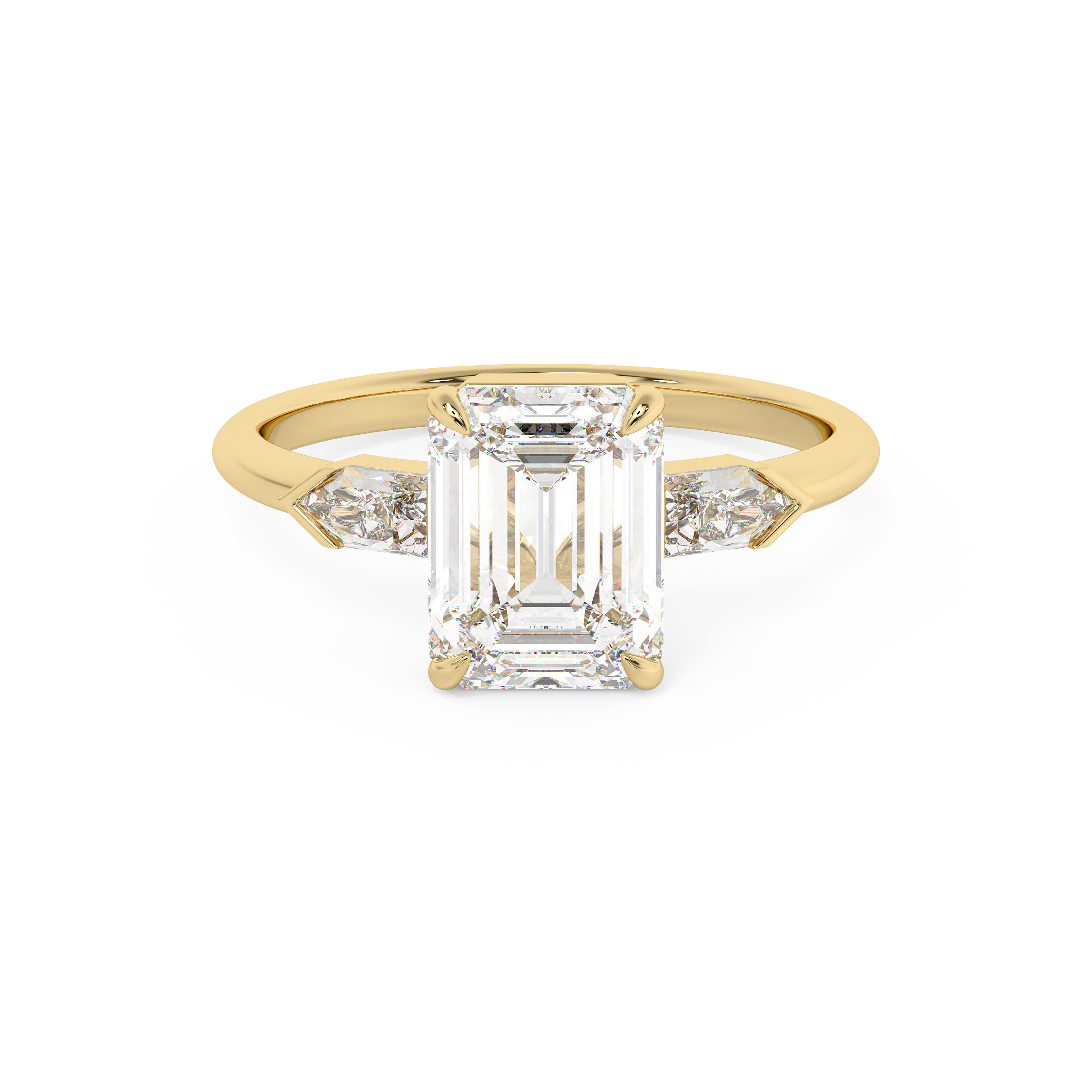 Emerald Three Stone Lab Grown Diamond Engagement Ring