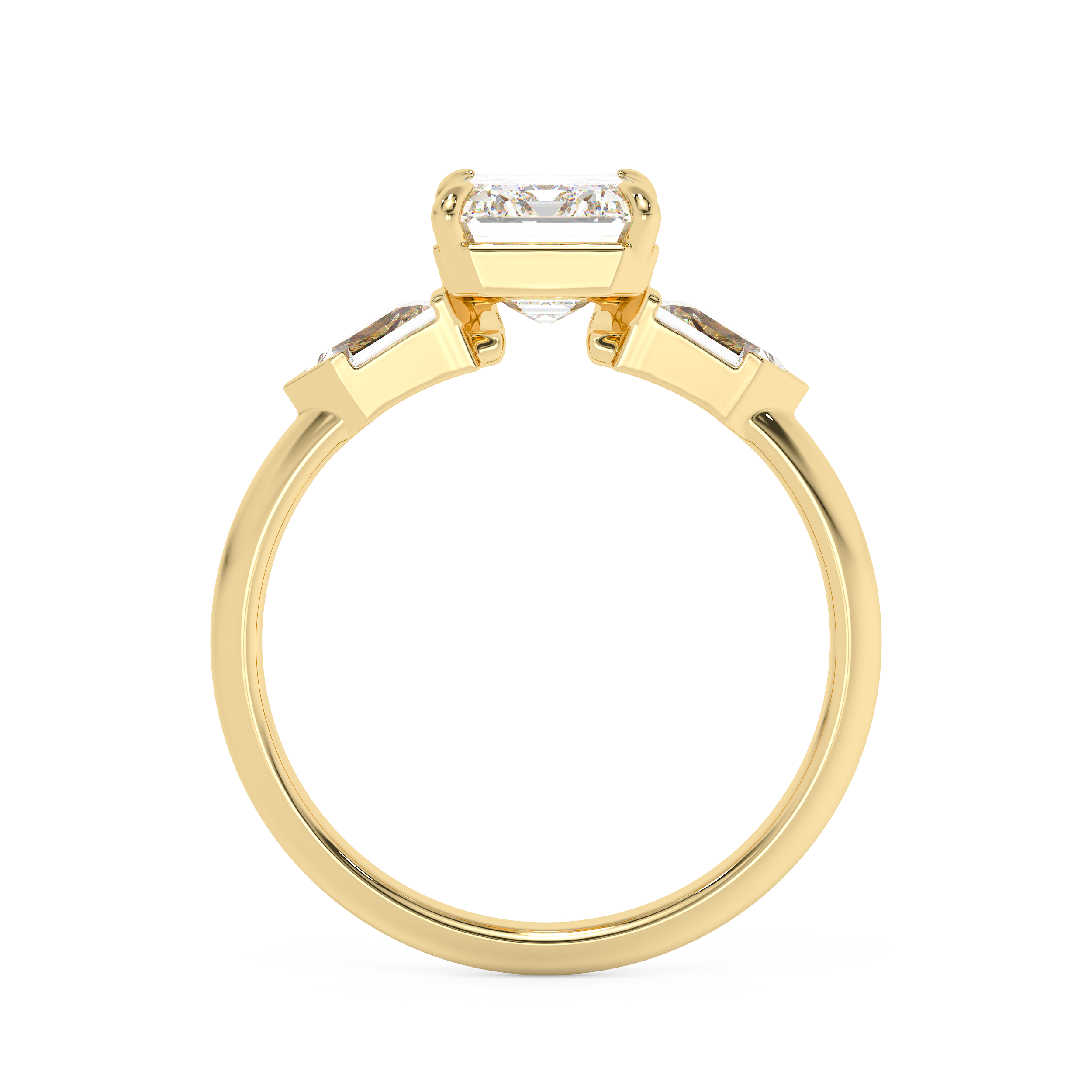 Emerald Three Stone Lab Grown Diamond Engagement Ring