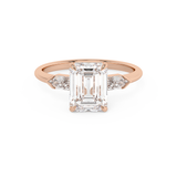 Emerald Three Stone Lab Grown Diamond Engagement Ring