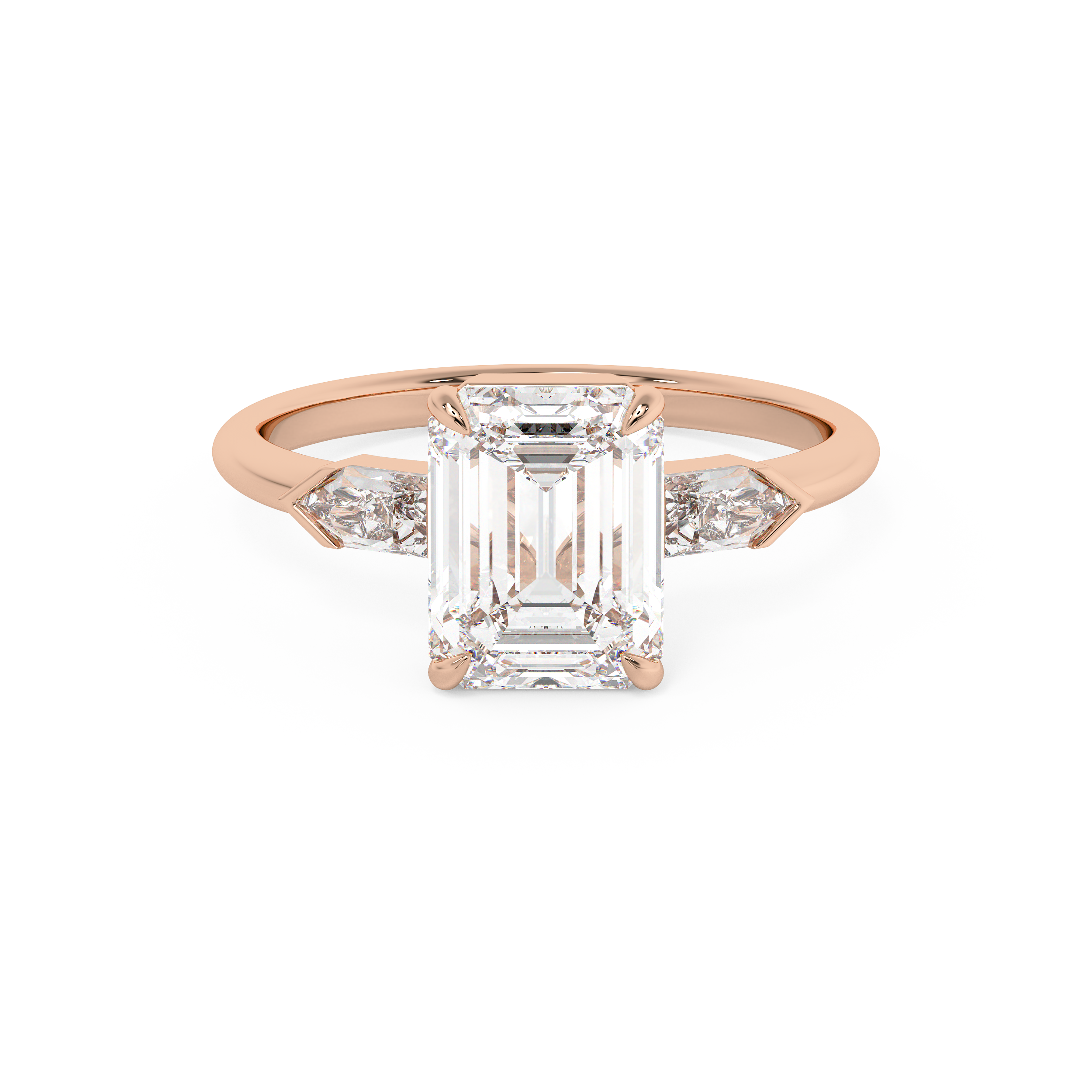 Emerald Three Stone Lab Grown Diamond Engagement Ring