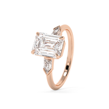 Emerald Three Stone Lab Grown Diamond Engagement Ring