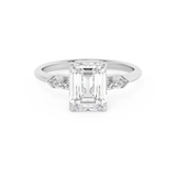 Emerald Three Stone Lab Grown Diamond Engagement Ring
