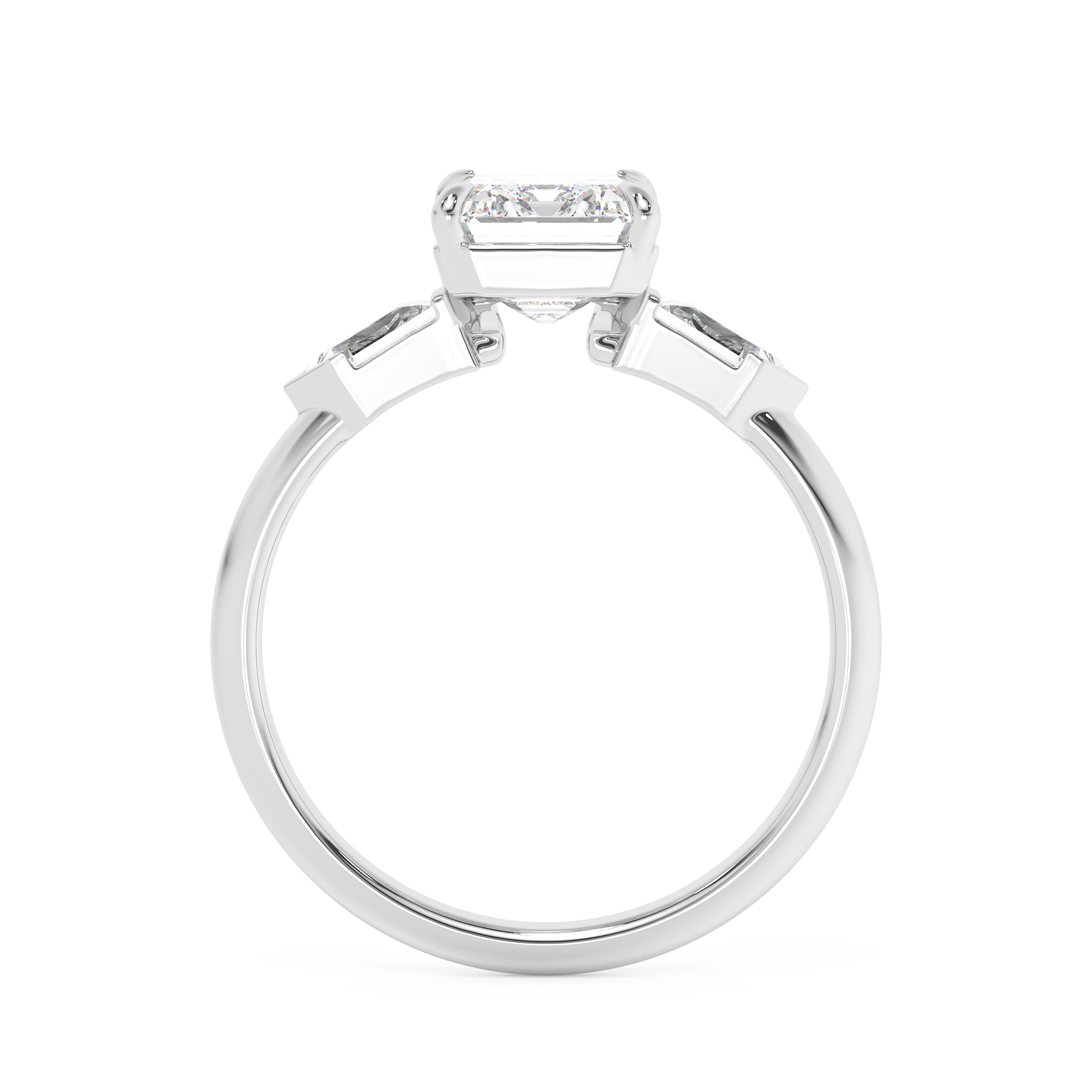 Emerald Three Stone Lab Grown Diamond Engagement Ring