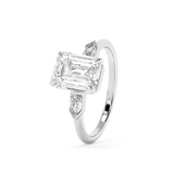 Emerald Three Stone Lab Grown Diamond Engagement Ring
