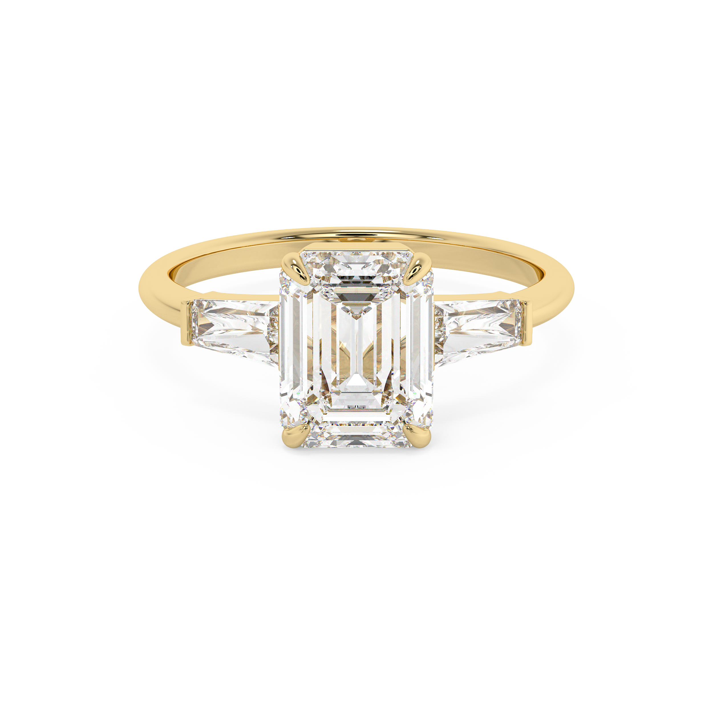 Emerald Three Stone Lab Grown Diamond Engagement Ring