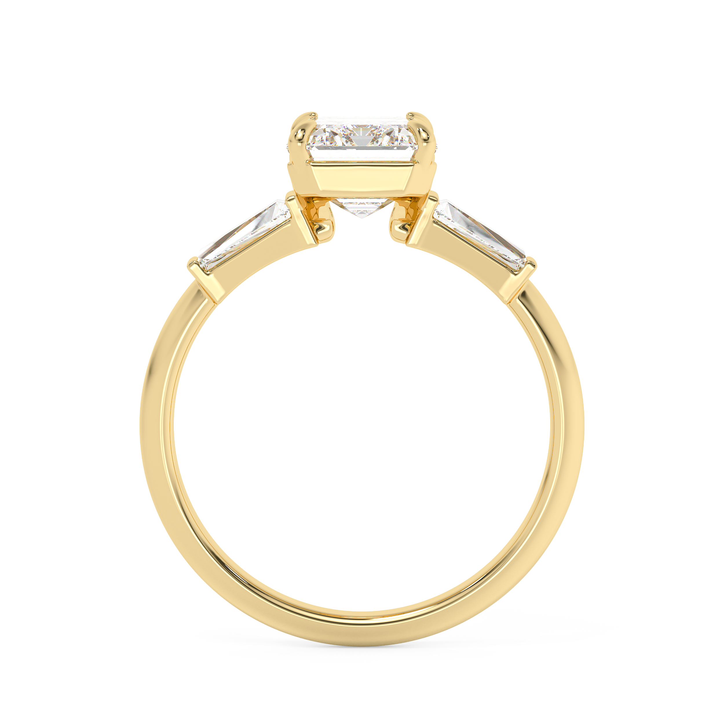 Emerald Three Stone Lab Grown Diamond Engagement Ring
