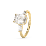 Emerald Three Stone Lab Grown Diamond Engagement Ring