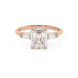 Emerald Three Stone Lab Grown Diamond Engagement Ring